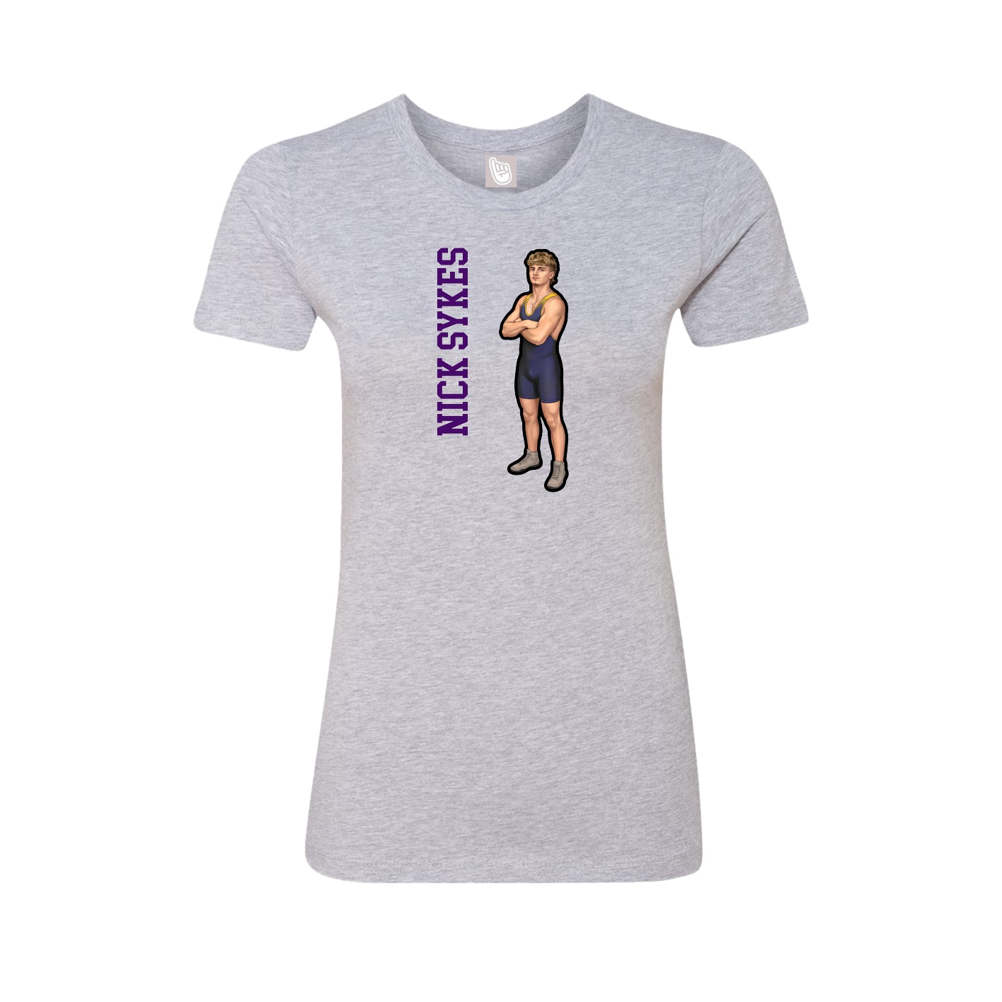 Womens Tee — Name Vertical in Grey