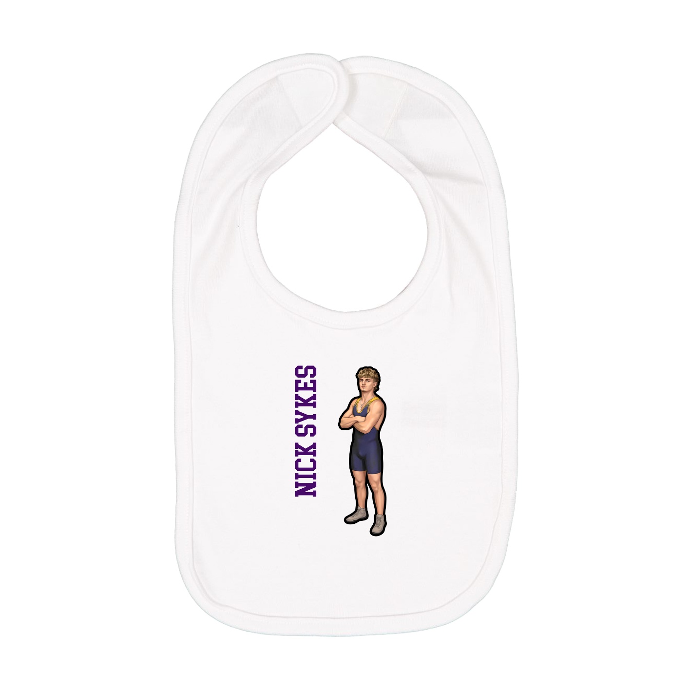 Infant Bib — Name Vertical in White