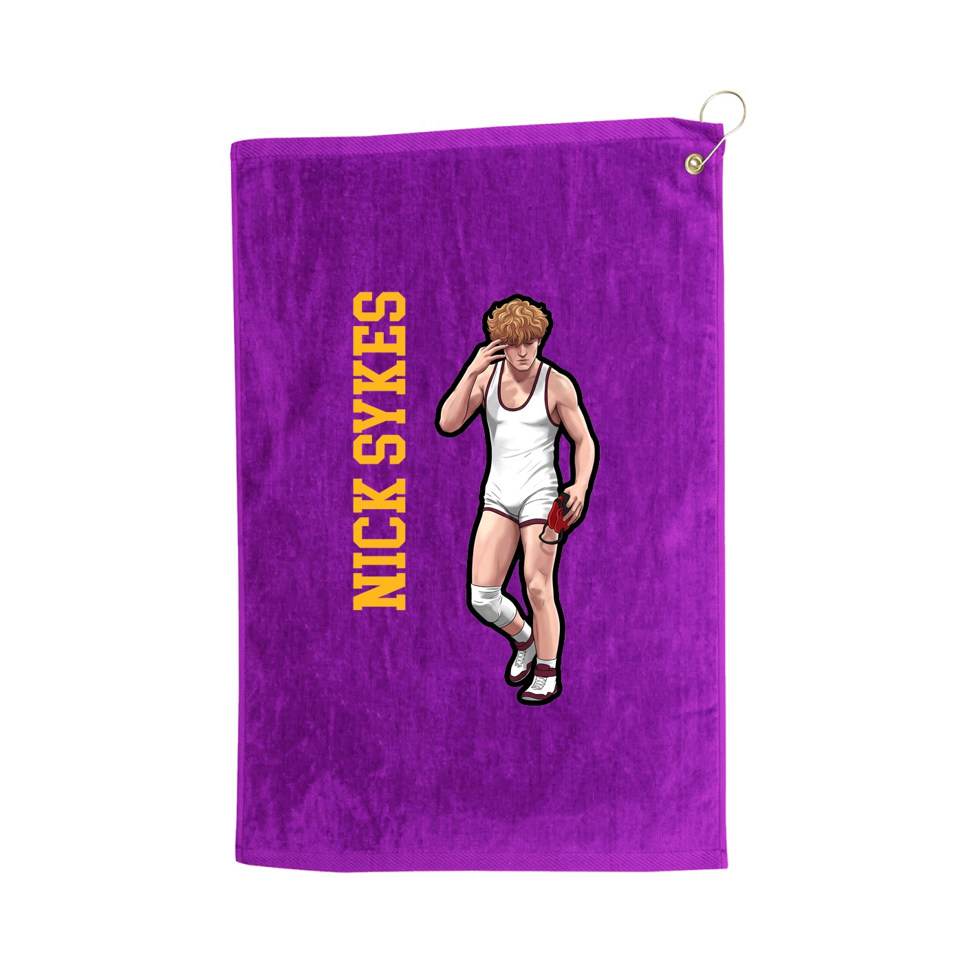 Golf Towel — Name Vertical in Purple