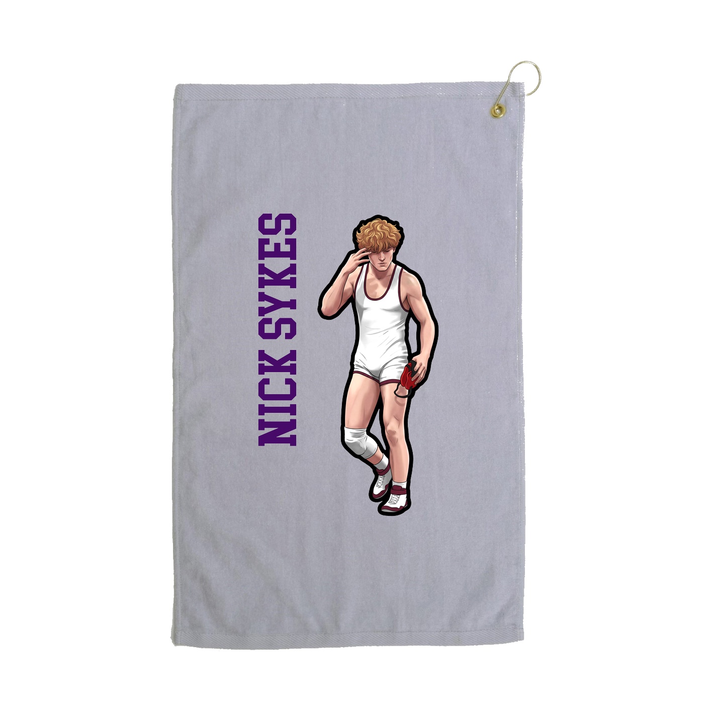 Golf Towel — Name Vertical in Grey