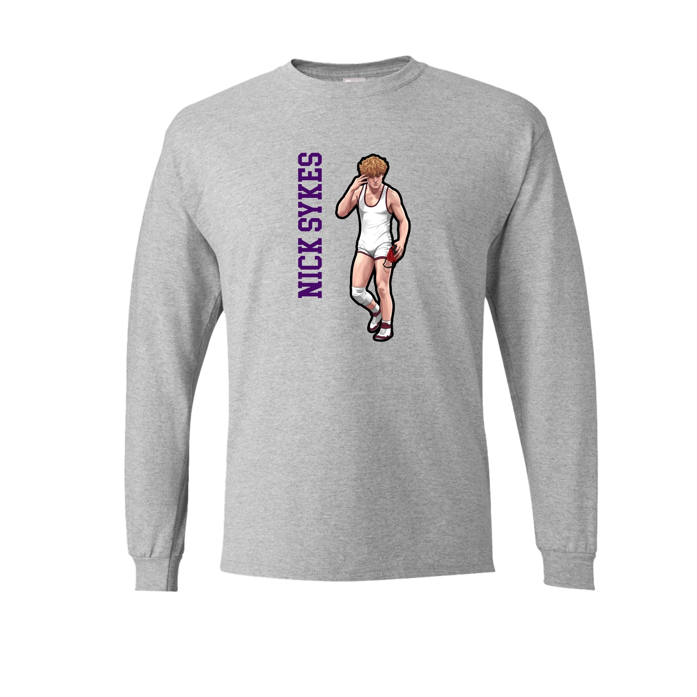 Long Sleeve Tee — Name Vertical in Grey