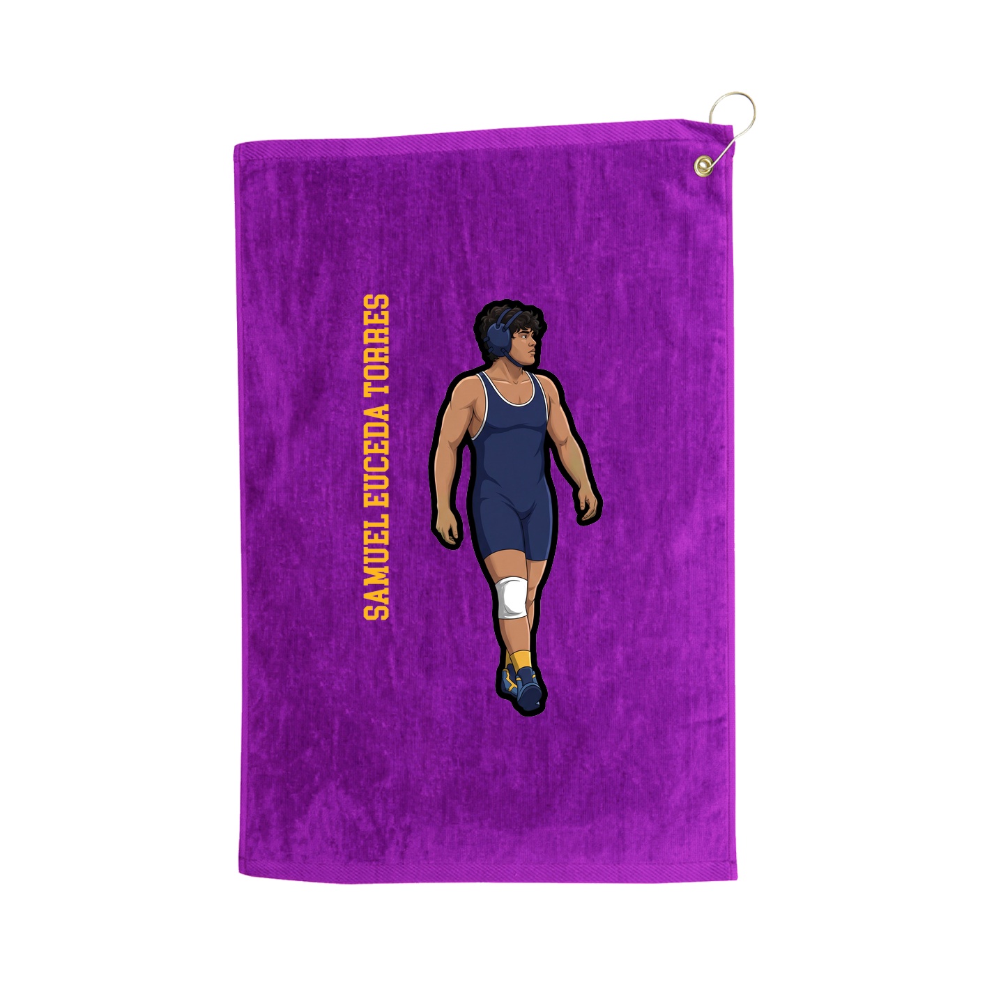 Golf Towel — Name Vertical in Purple