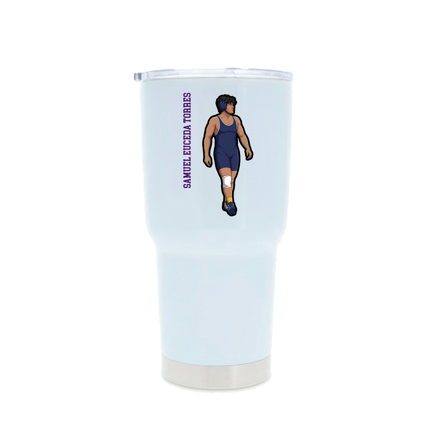 30oz Stainless Steel Tumbler — Name Vertical in White