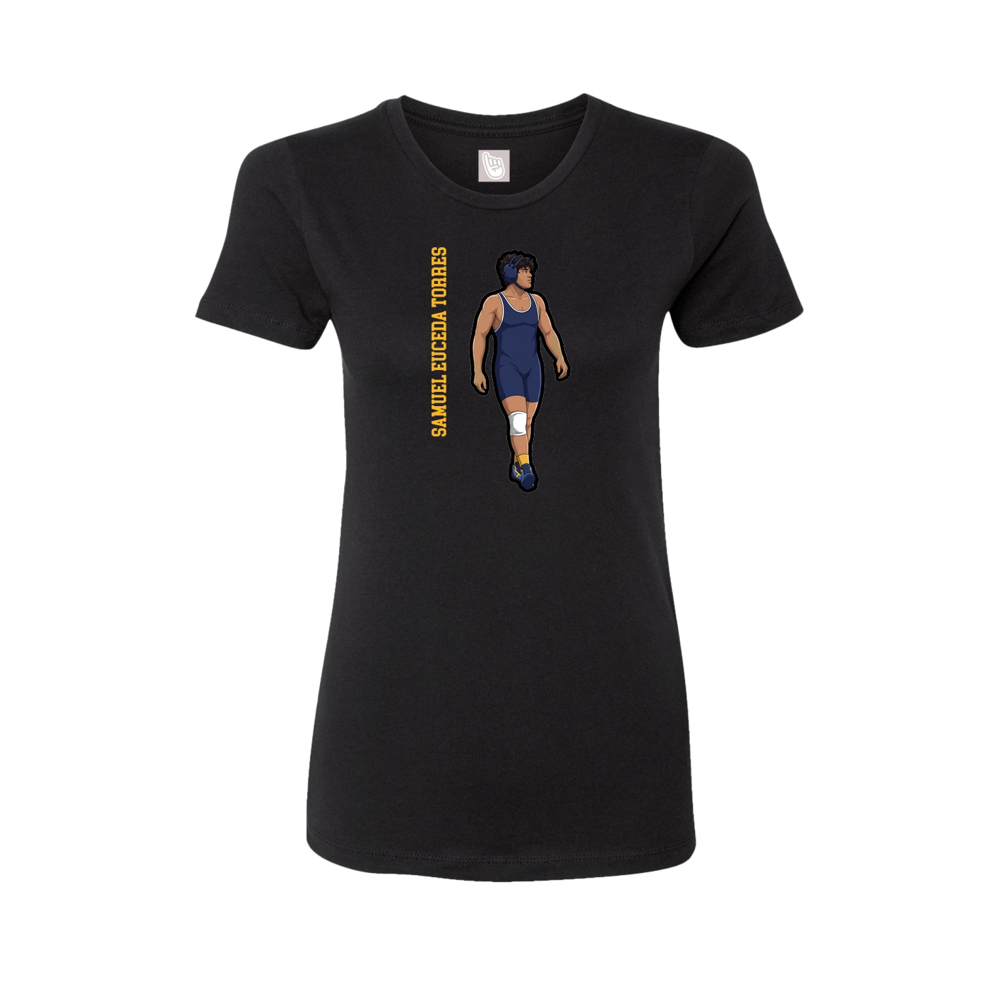 Fitted Women's Tee — Name Vertical in Black