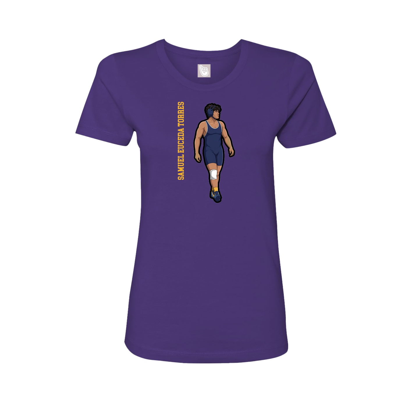 Womens Tee — Name Vertical in Purple
