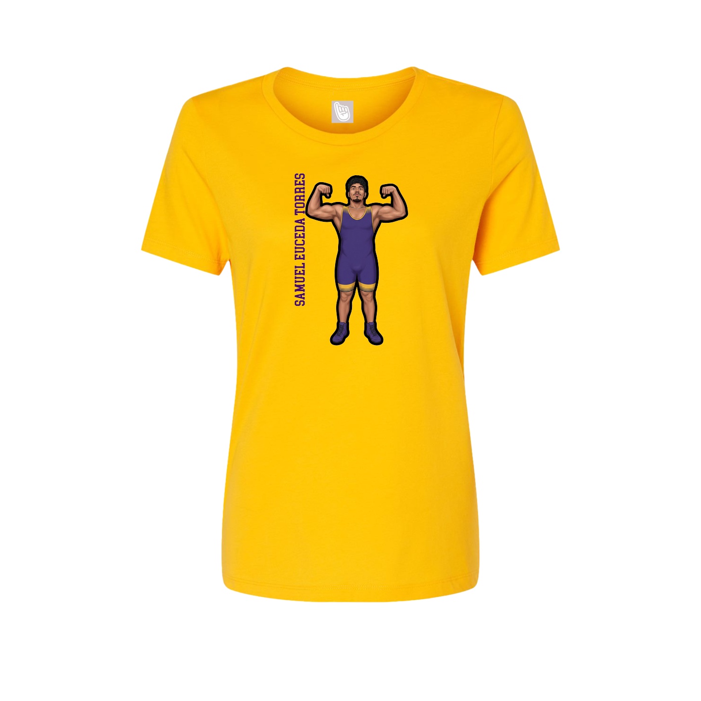 Fitted Women's Tee — Name Vertical in Gold