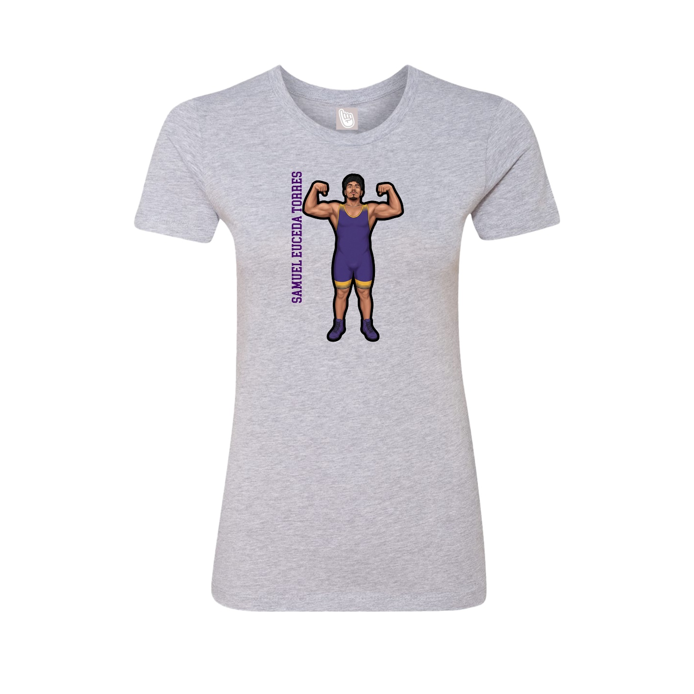 Womens Tee — Name Vertical in Grey
