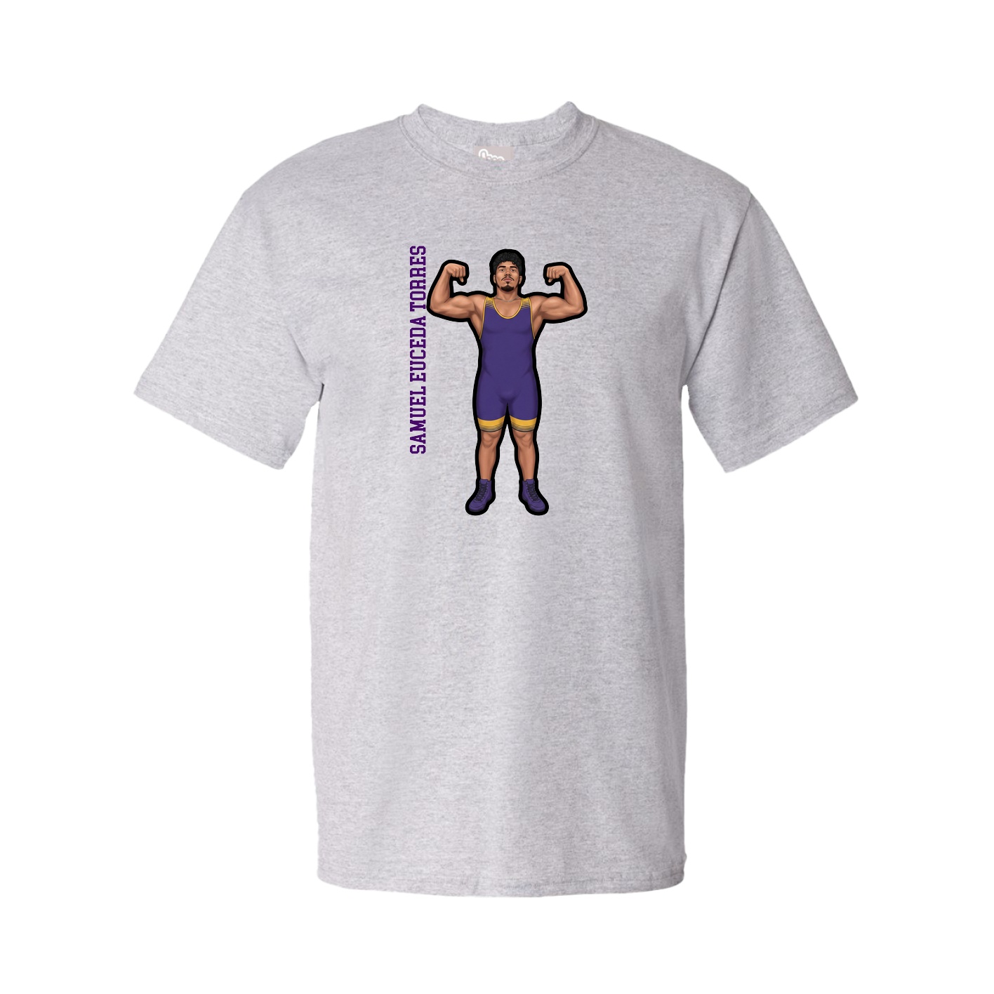 Youth Tee — Name Vertical in Grey