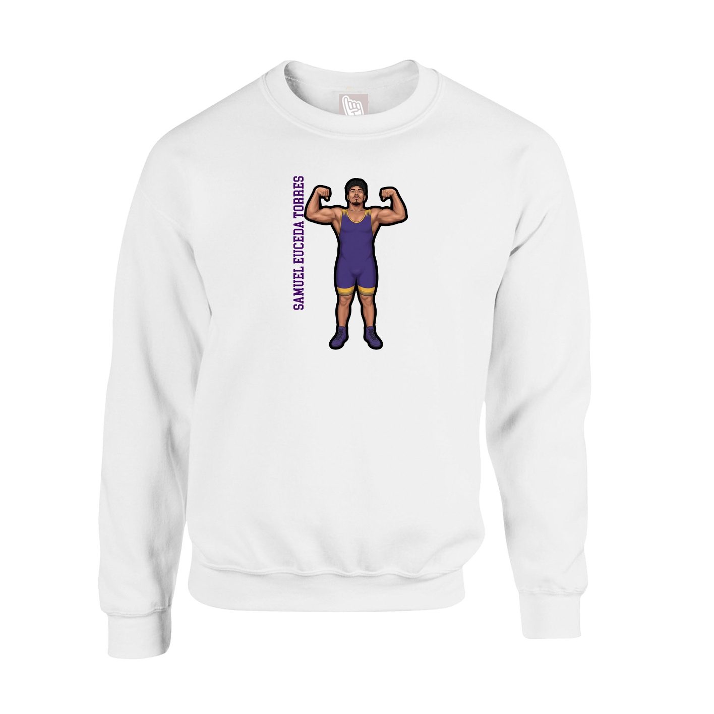 Fleece Crew — Name Vertical in White