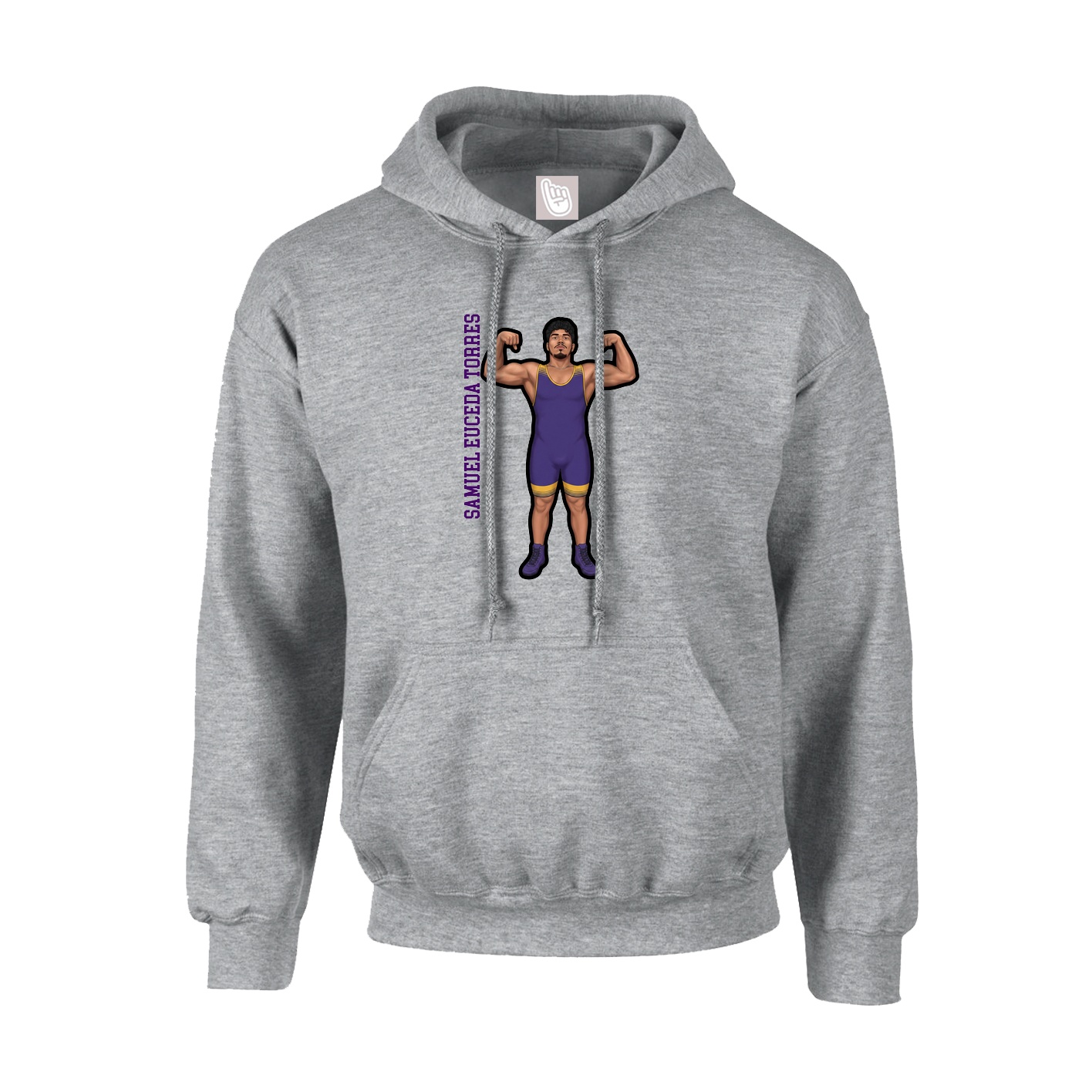 Youth Hoodie — Name Vertical in Grey