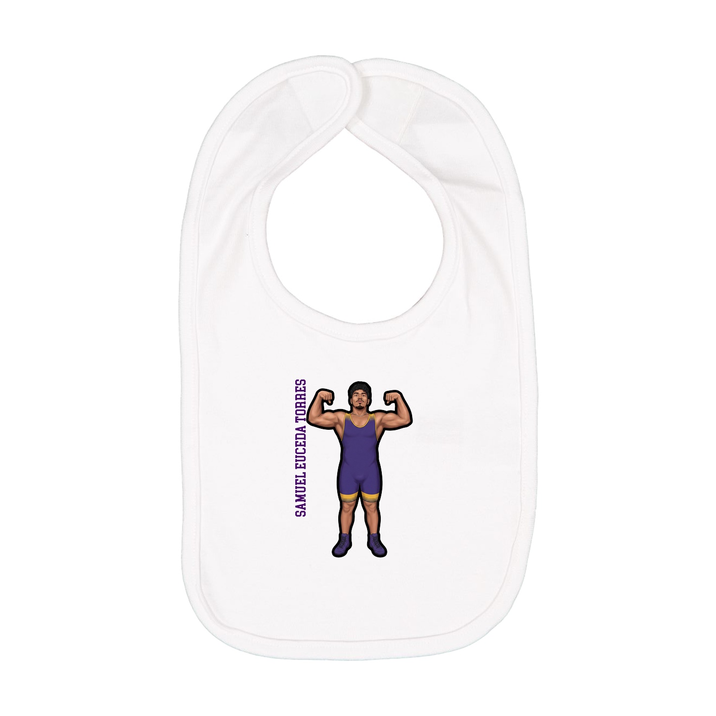 Infant Bib — Name Vertical in White