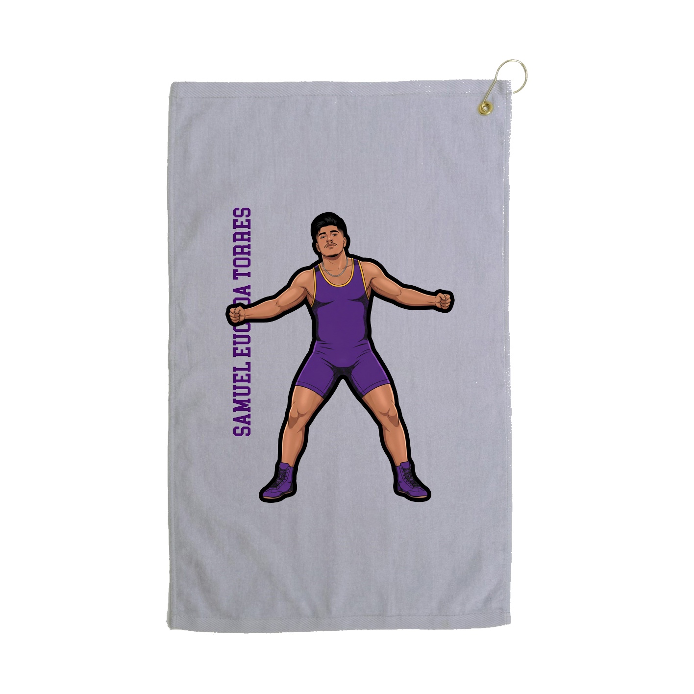 Golf Towel — Name Vertical in Grey