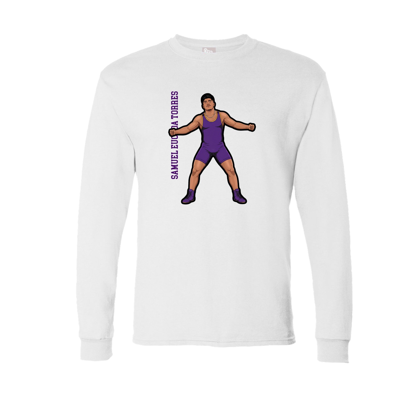 Long Sleeve Tee — Name Vertical in White