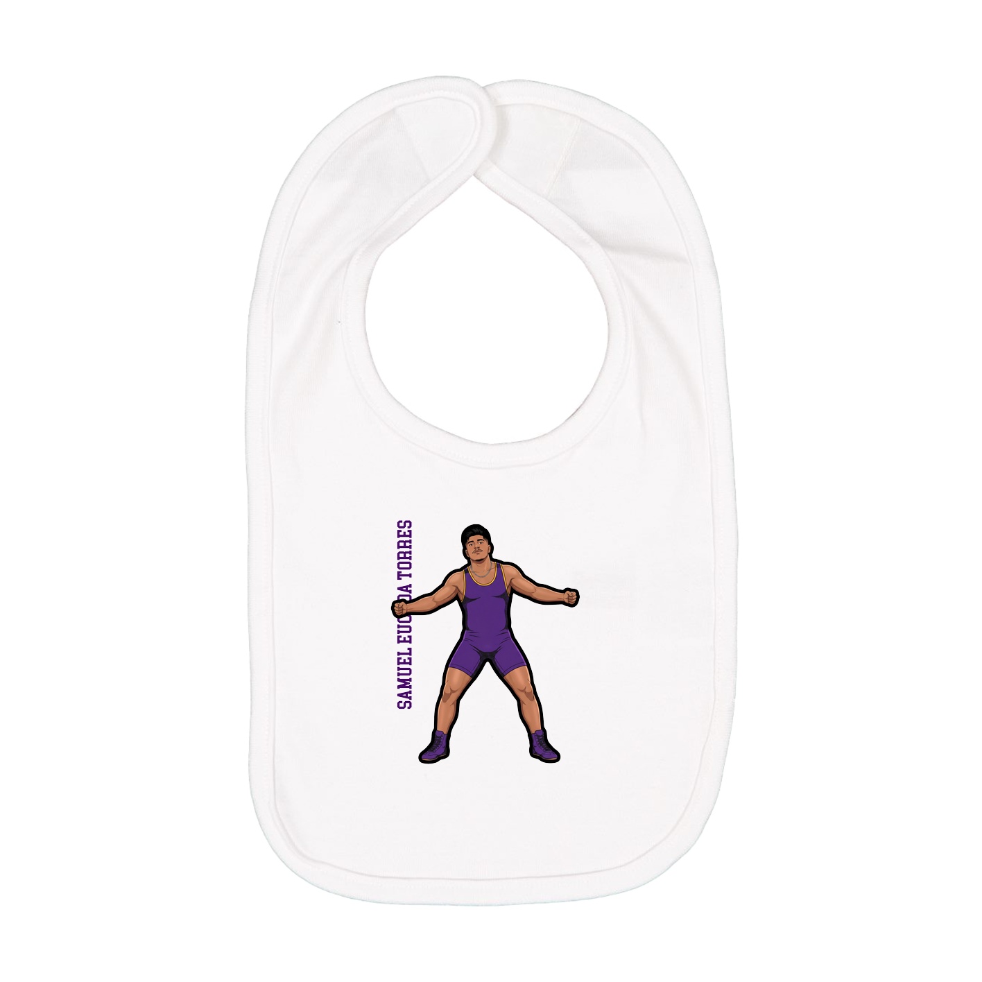 Infant Bib — Name Vertical in White
