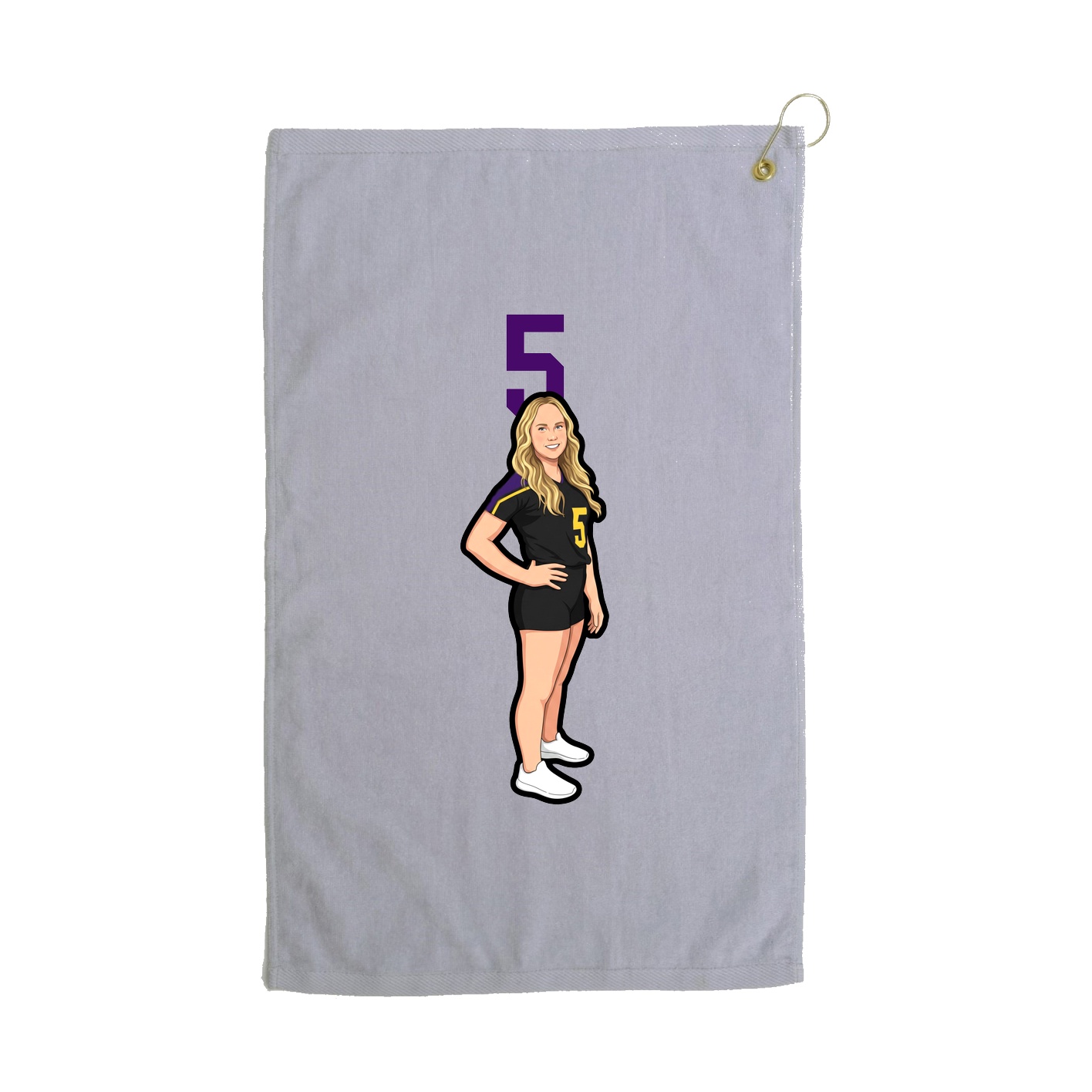 Golf Towel — Number Top in Grey