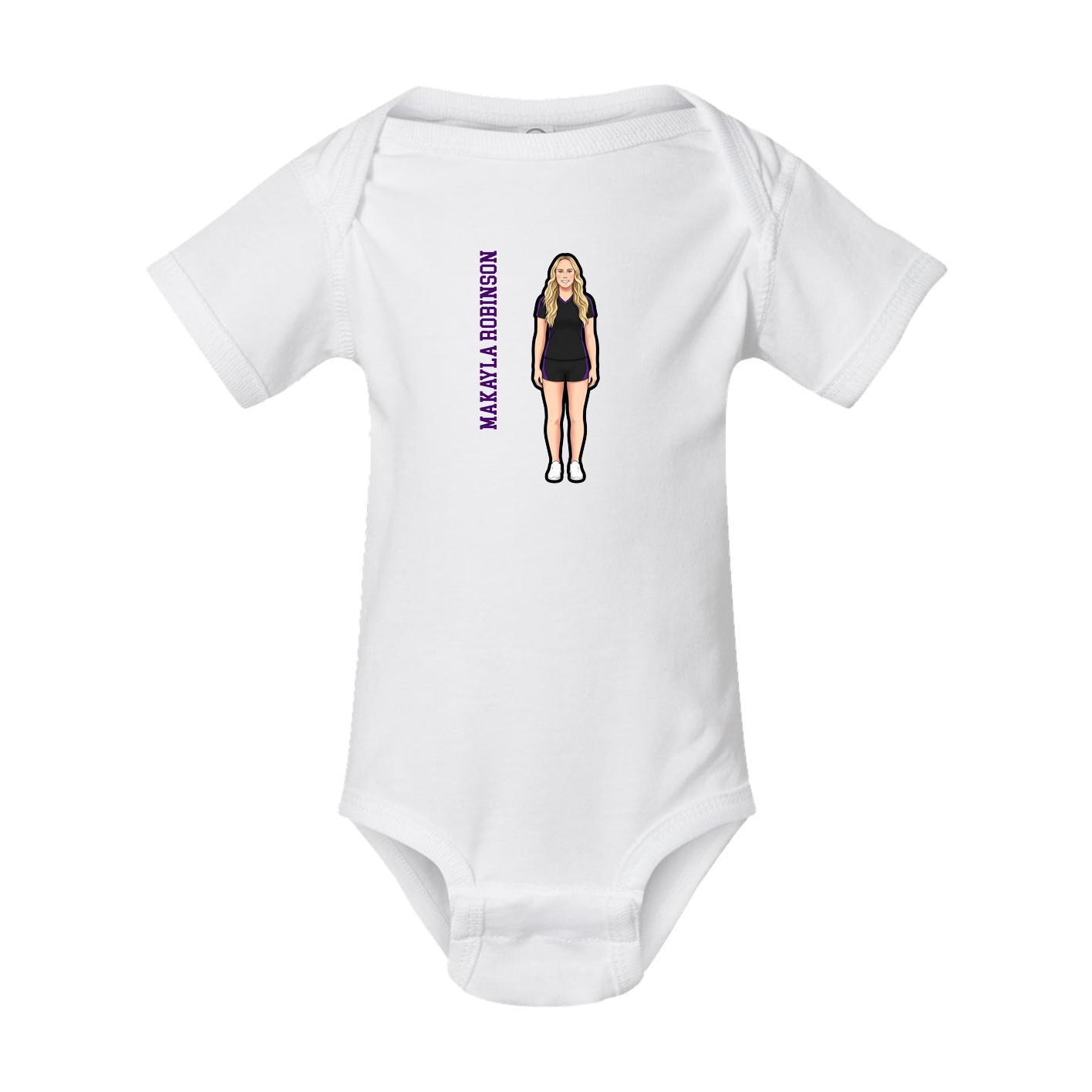 Baby Onesie — Name Vertical in White