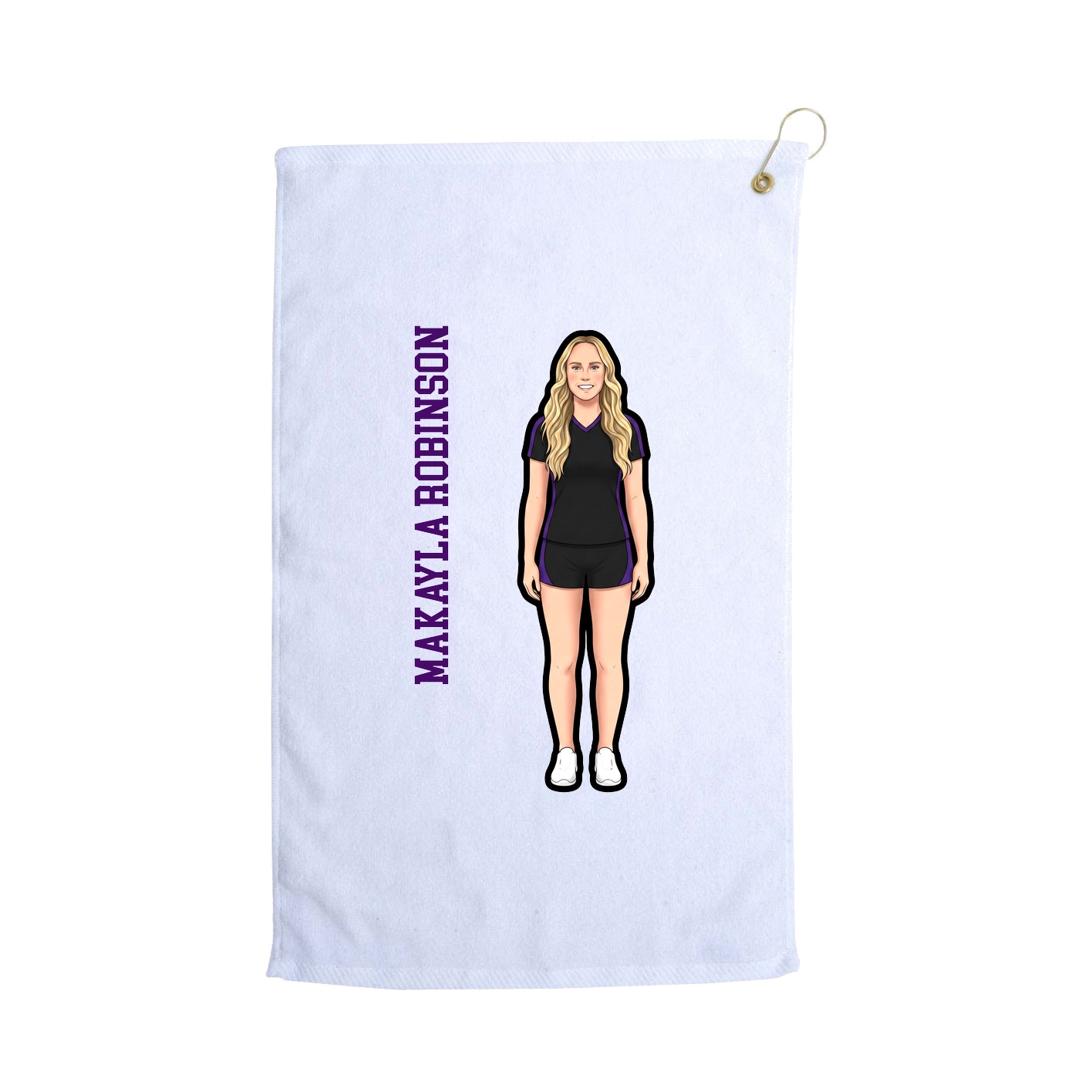 Golf Towel — Name Vertical in White