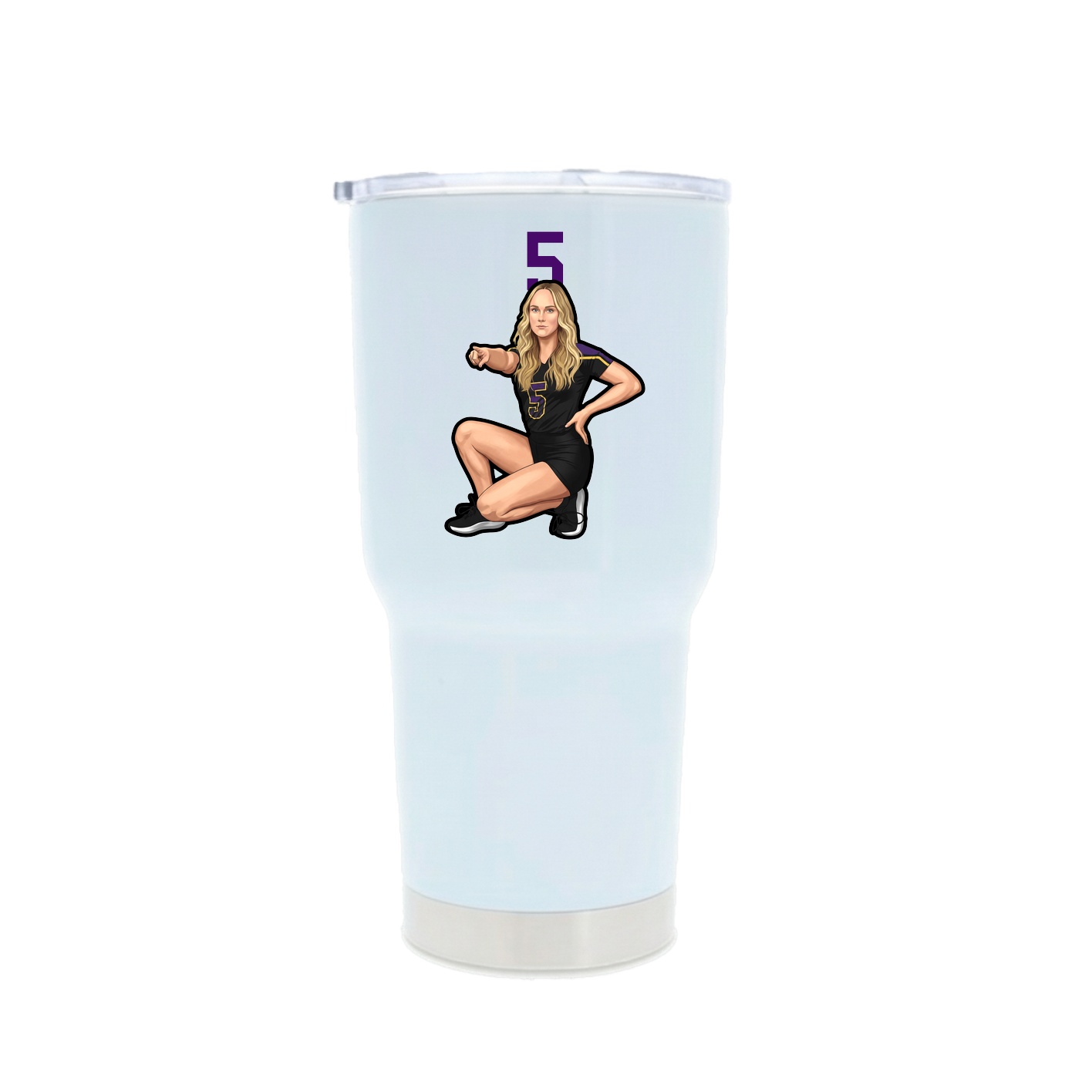 30oz Stainless Steel Tumbler — Number Top in White