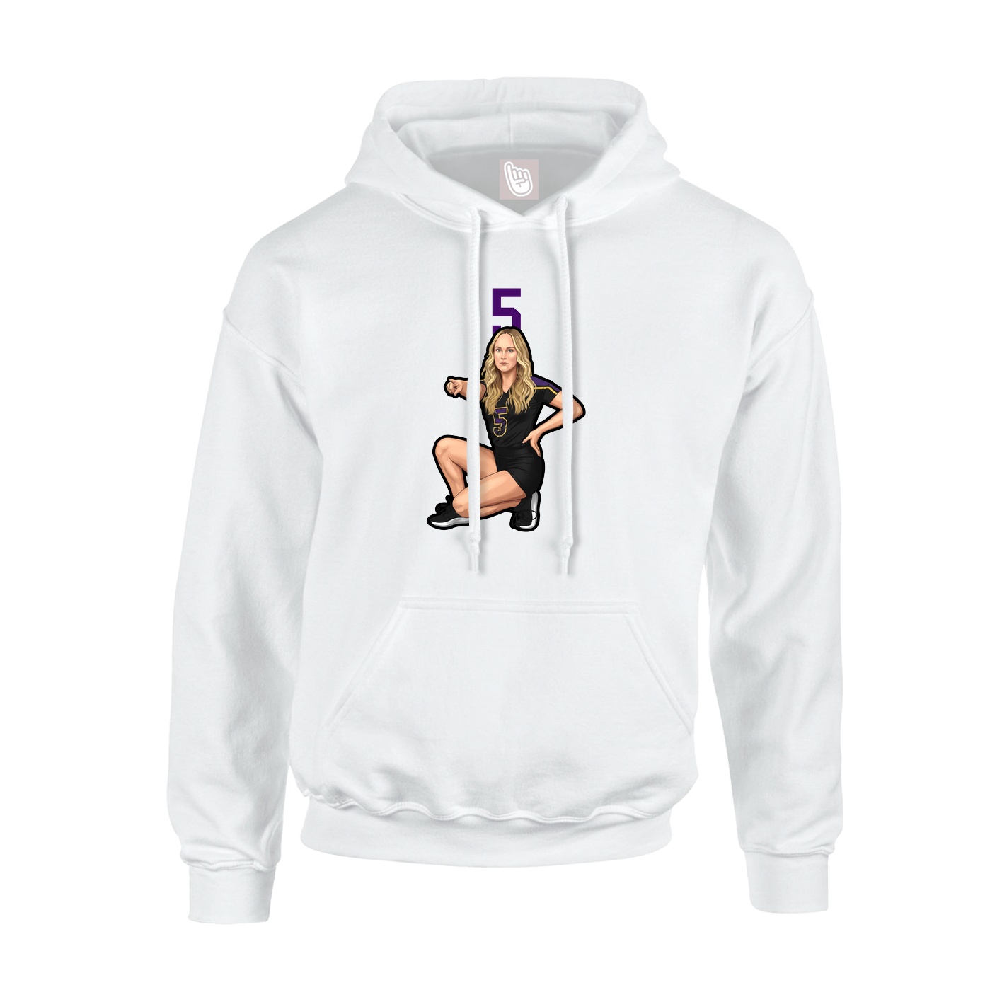 Youth Hoodie — Number Top in White
