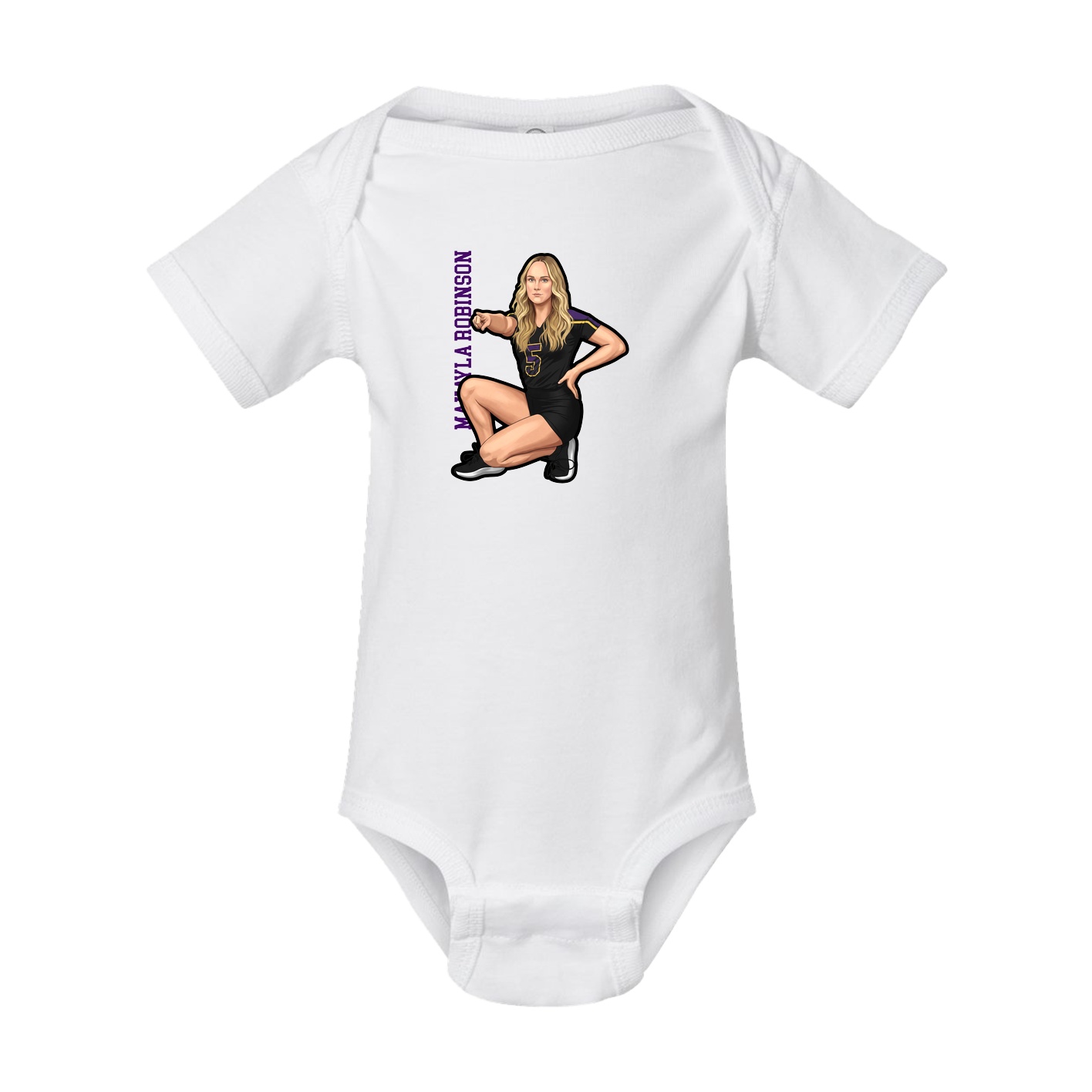 Baby Onesie — Name Vertical in White