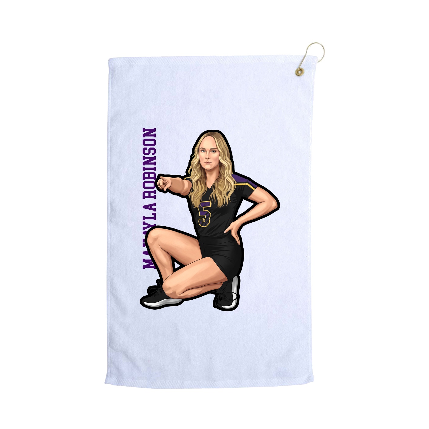 Golf Towel — Name Vertical in White