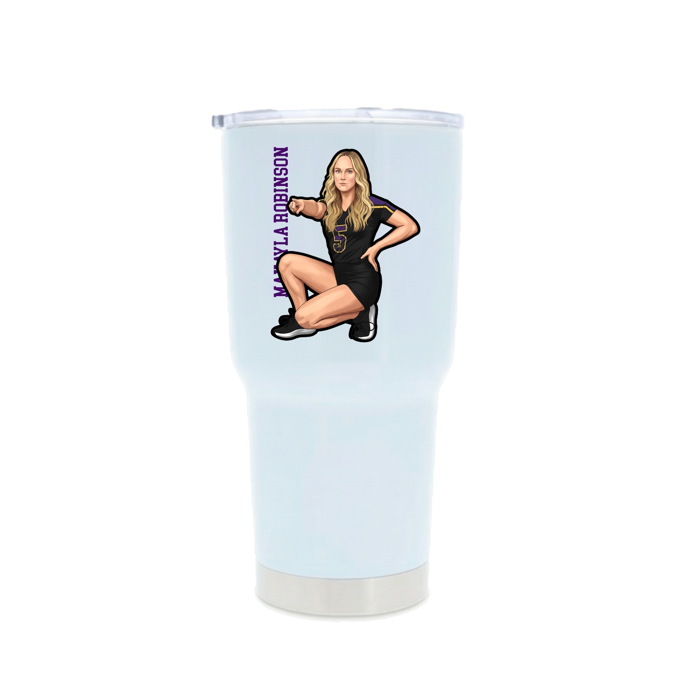 30oz Stainless Steel Tumbler — Name Vertical in White