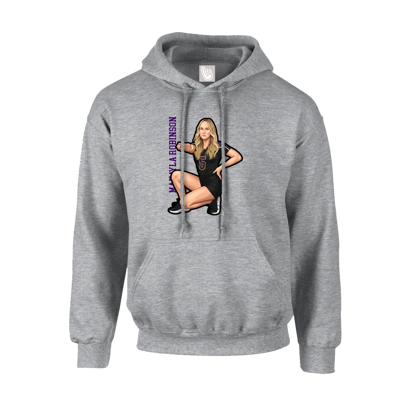 Youth Hoodie — Name Vertical in Grey