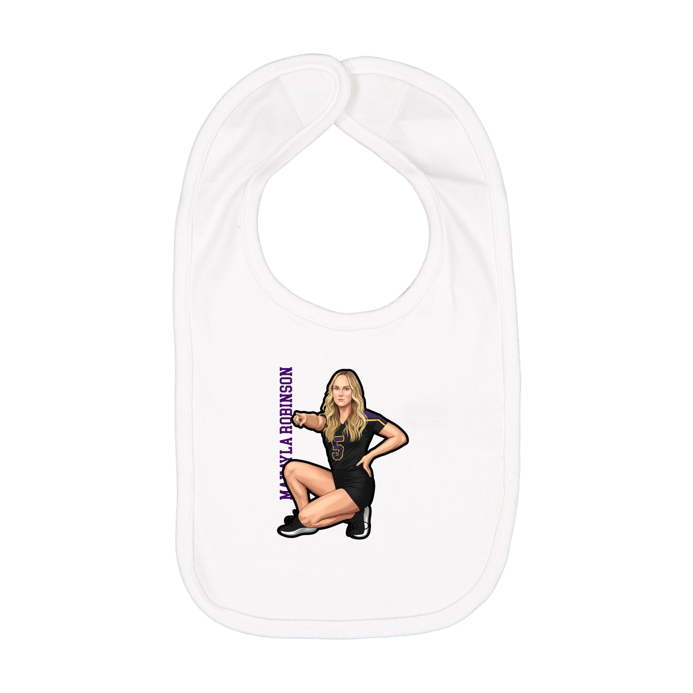 Infant Bib — Name Vertical in White