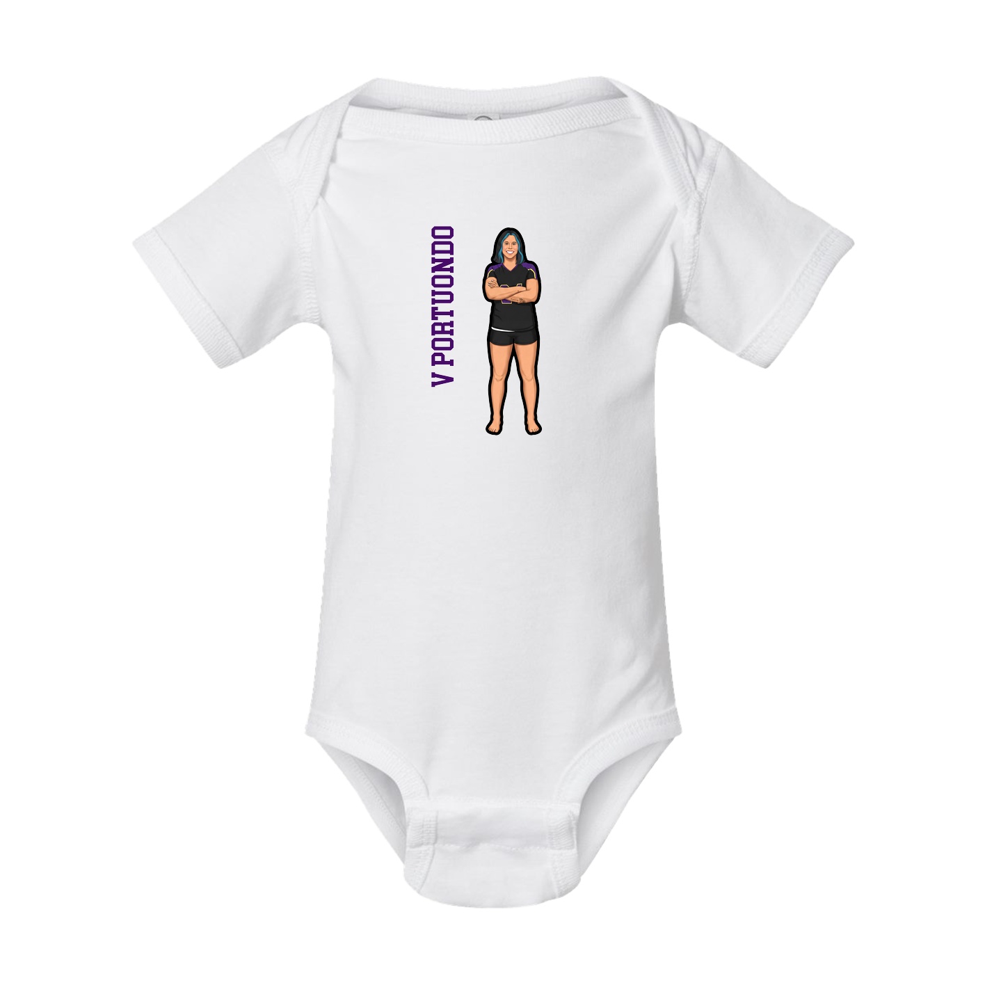 Baby Onesie — Name Vertical in White