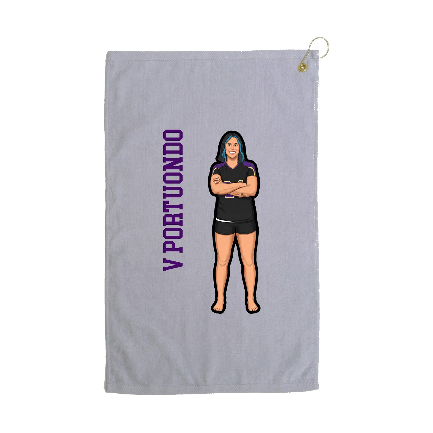 Golf Towel — Name Vertical in Grey