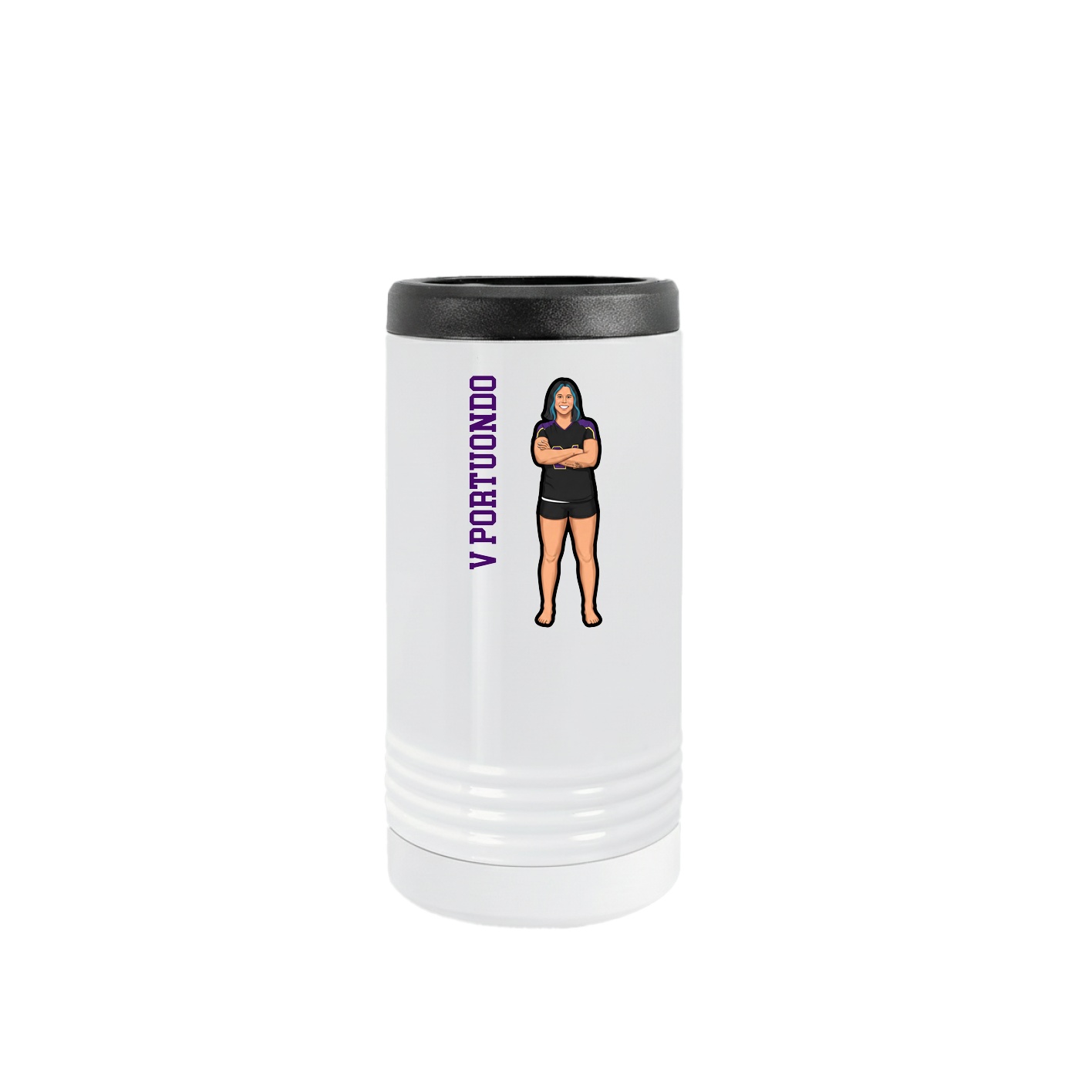Slim Beverage Holder — Name Vertical in White