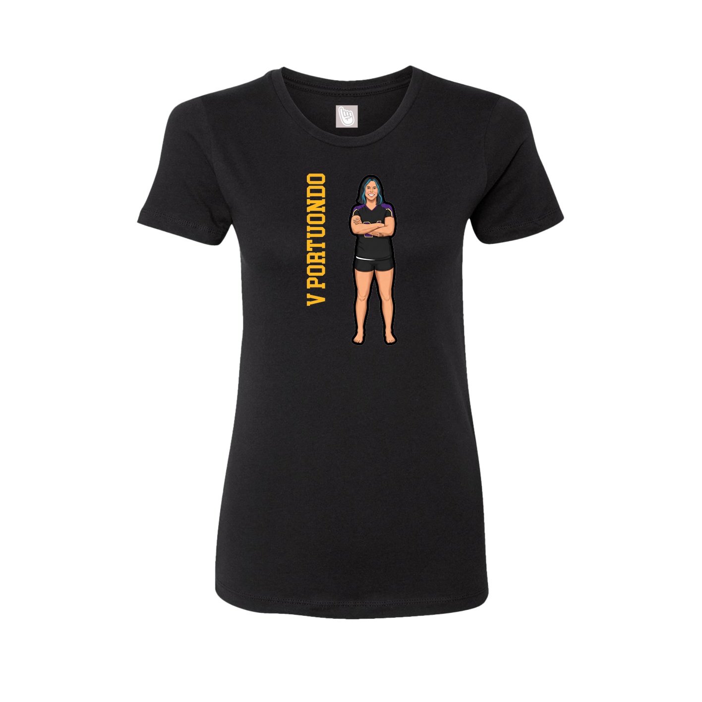 Fitted Women's Tee — Name Vertical in Black