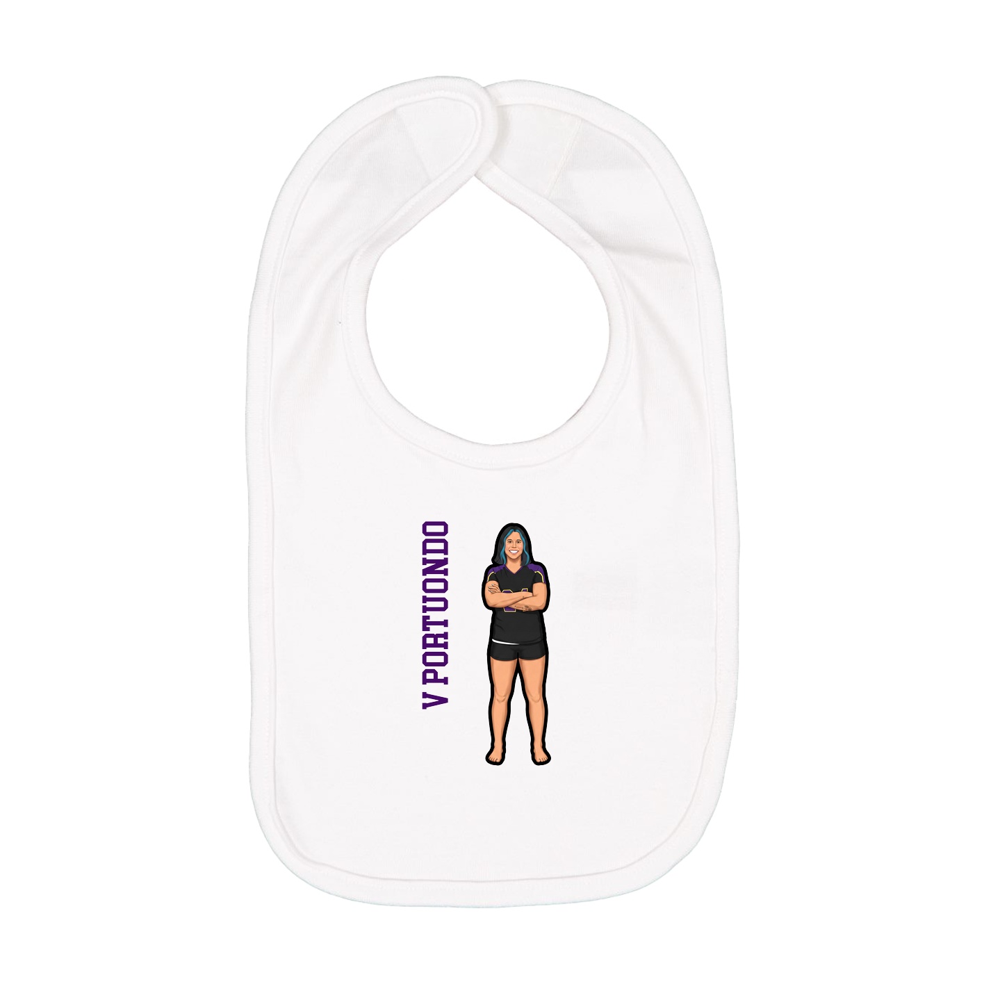 Infant Bib — Name Vertical in White