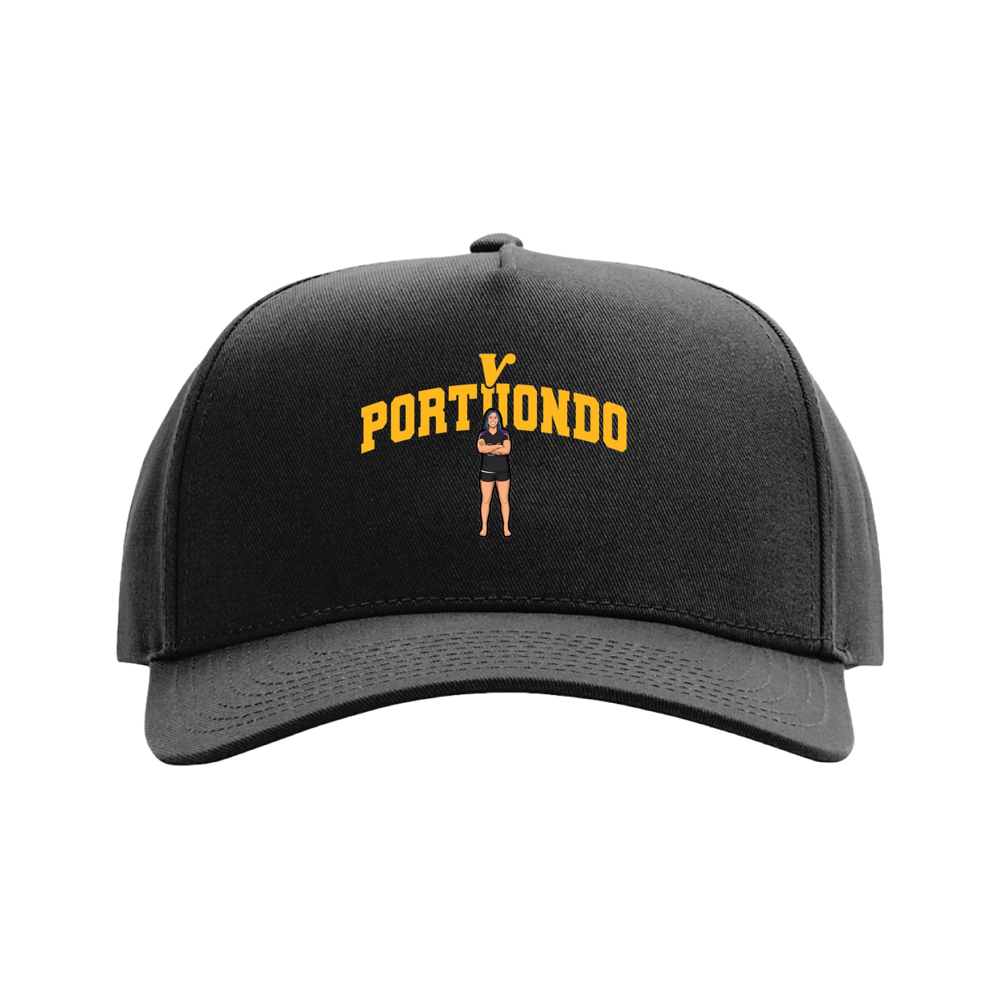 Full Fabric Five-Panel Champ Cap — Signature Arch in Black