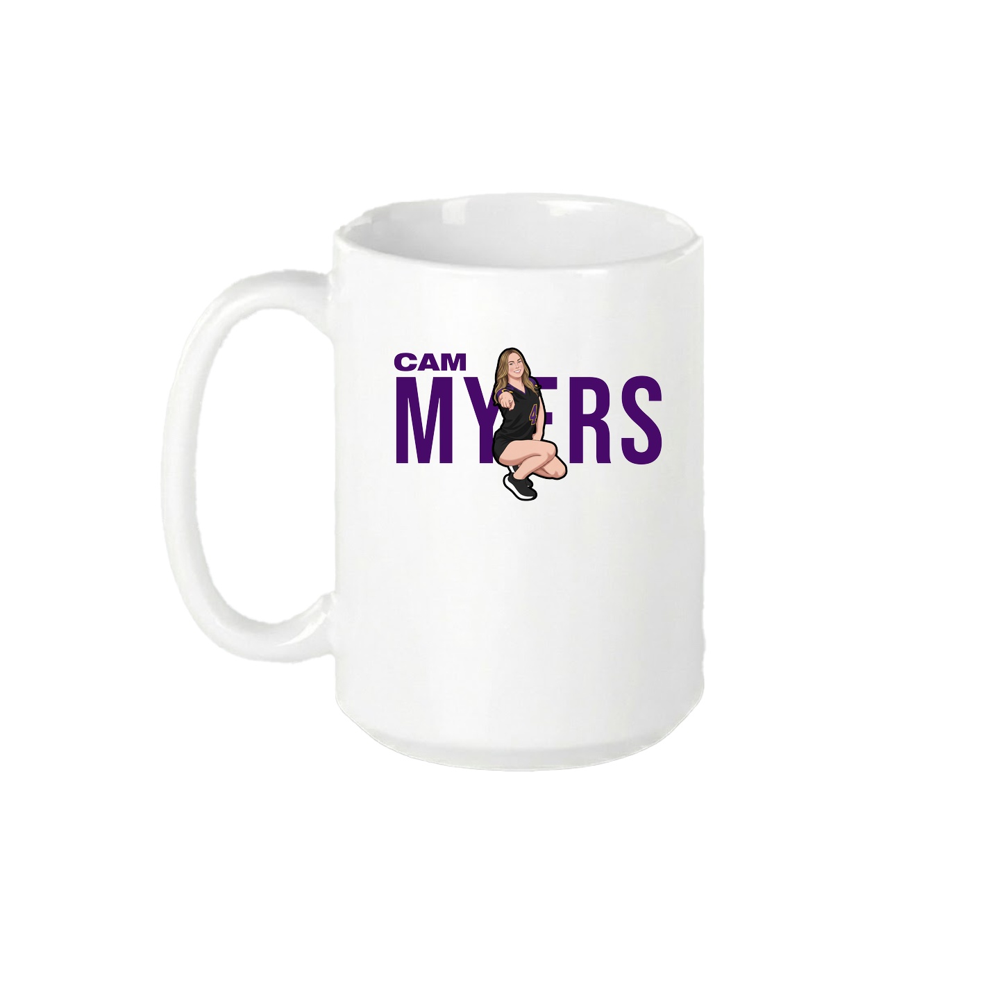 15oz Coffee Mug — Player Name in White