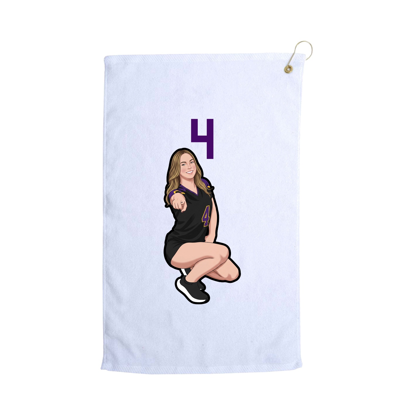 Golf Towel — Number Top in White