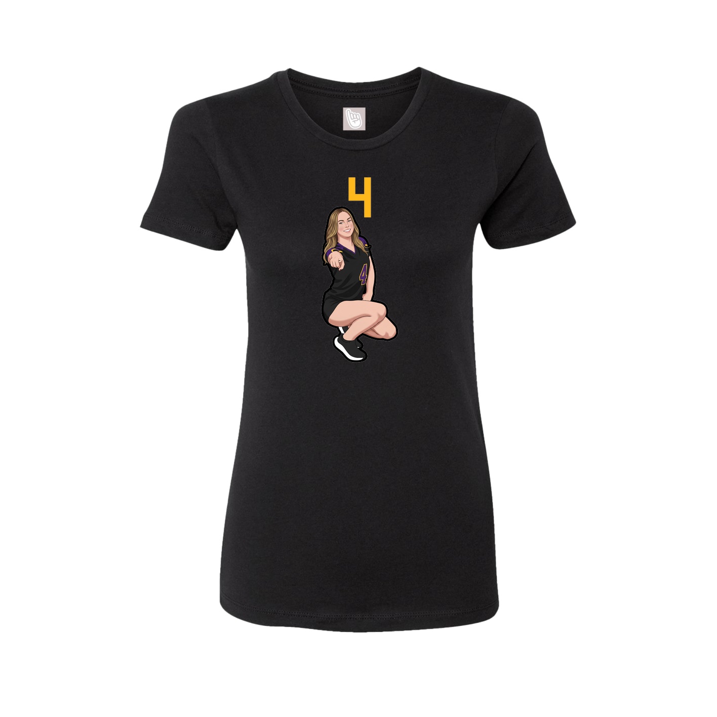 Fitted Women's Tee — Number Top in Black