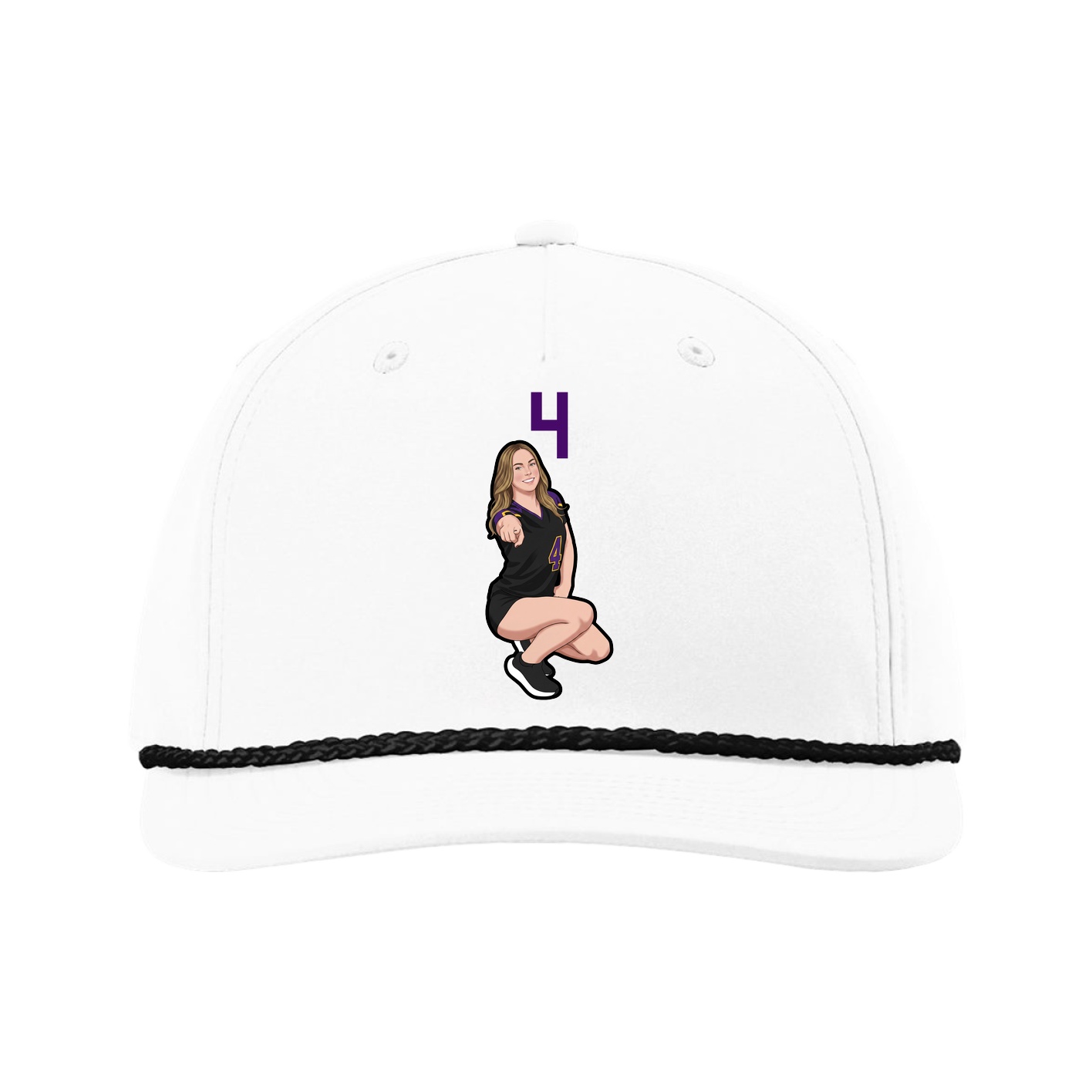 Five-Panel Classic Rope Cap — Number Top in White