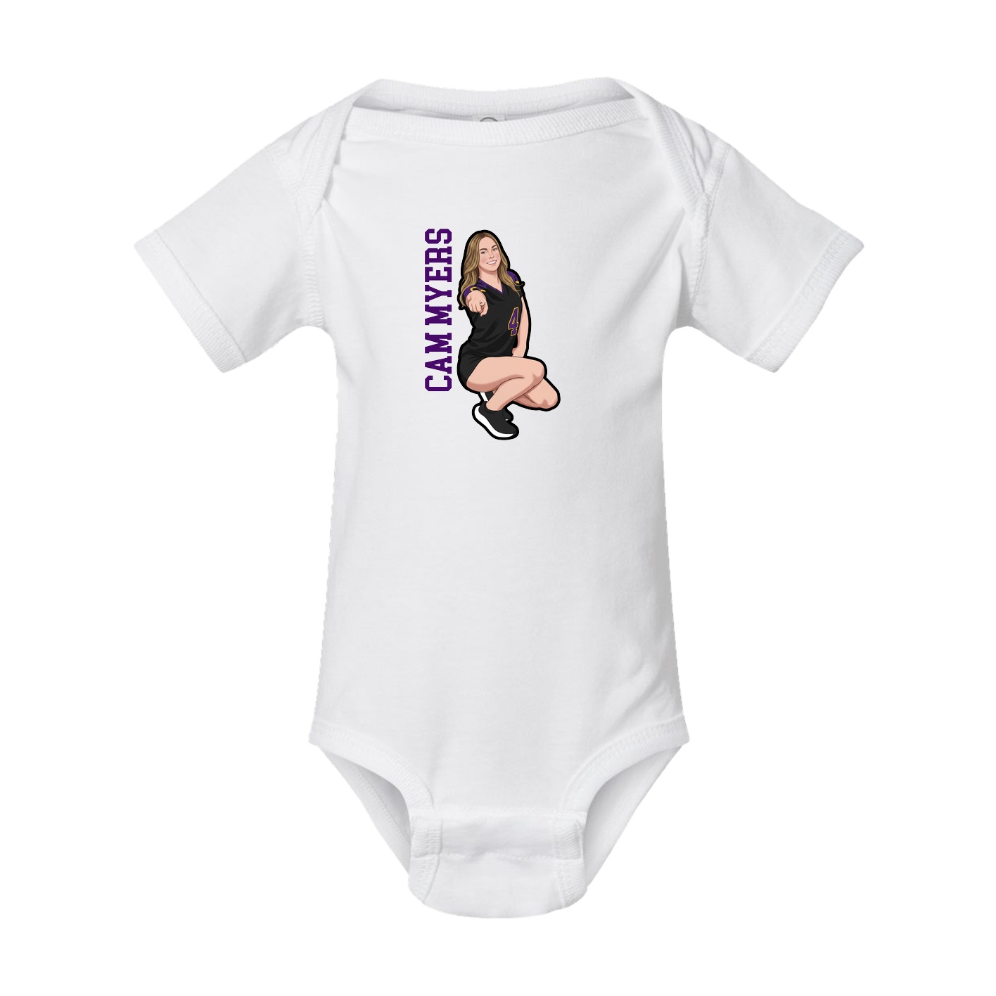 Baby Onesie — Name Vertical in White