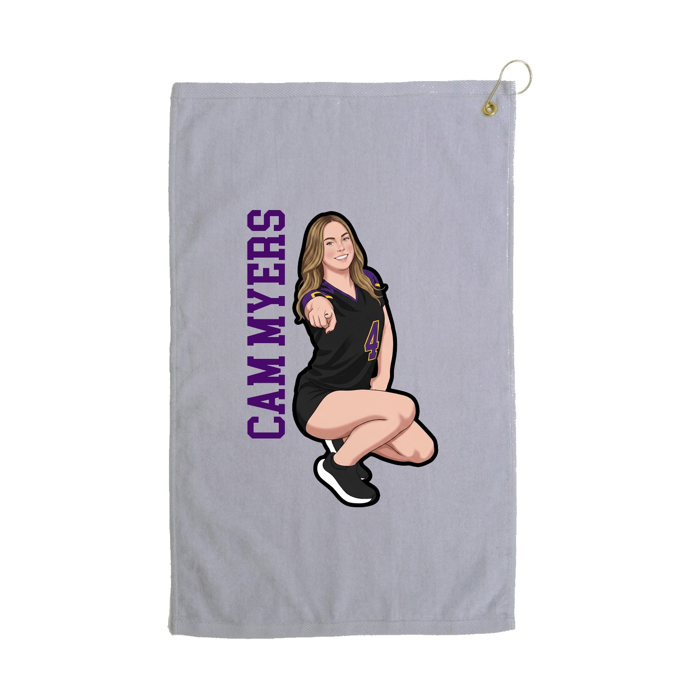 Golf Towel — Name Vertical in Grey