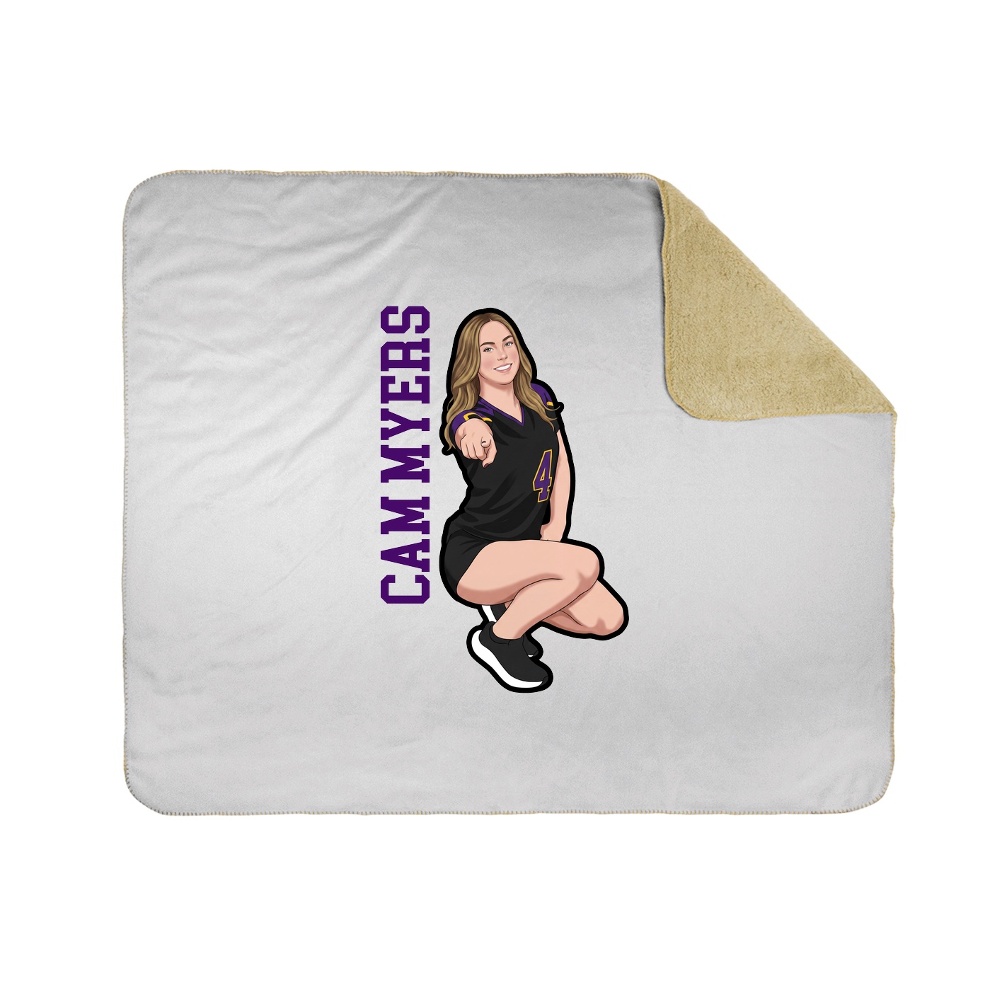 Throw Blanket — Name Vertical in White