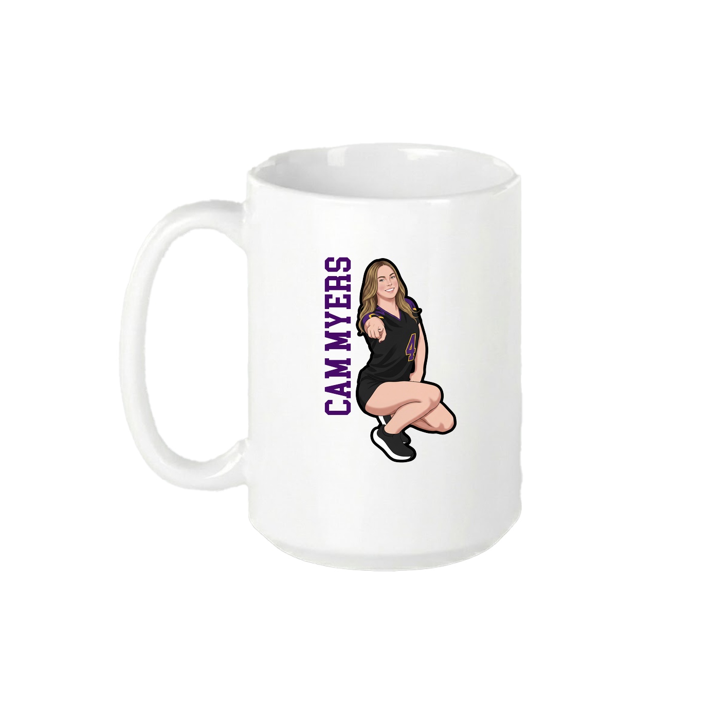 15oz Coffee Mug — Name Vertical in White