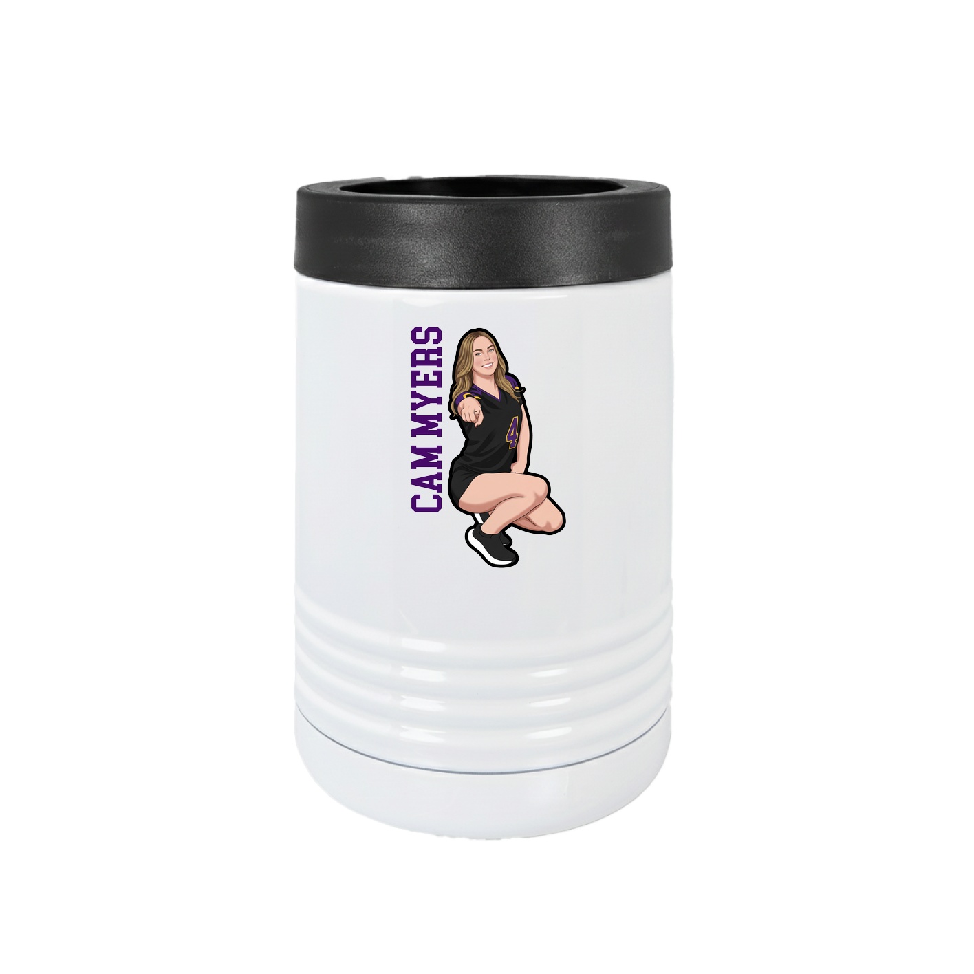 Beverage Holder — Name Vertical in White