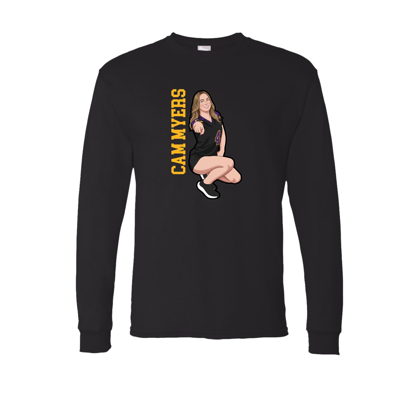Long Sleeve Tee — Name Vertical in Black