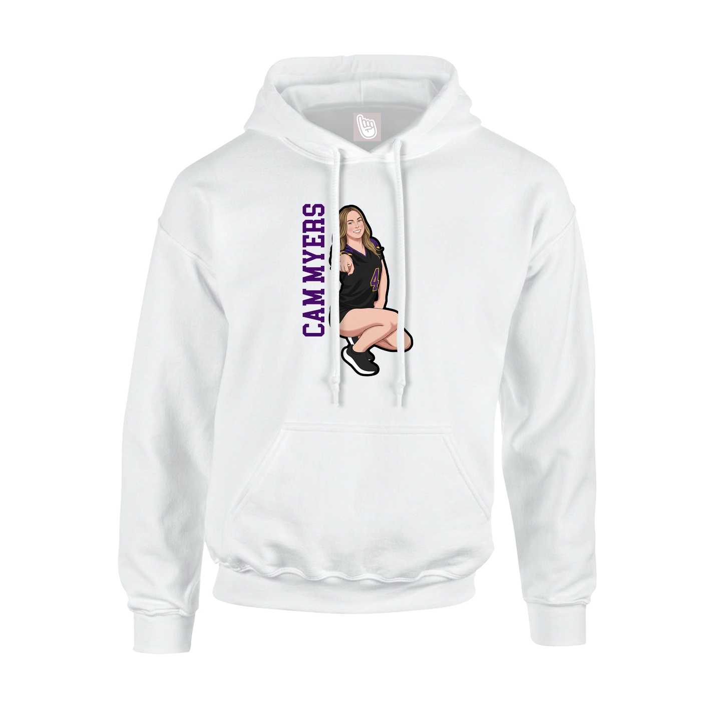 Youth Hoodie — Name Vertical in White