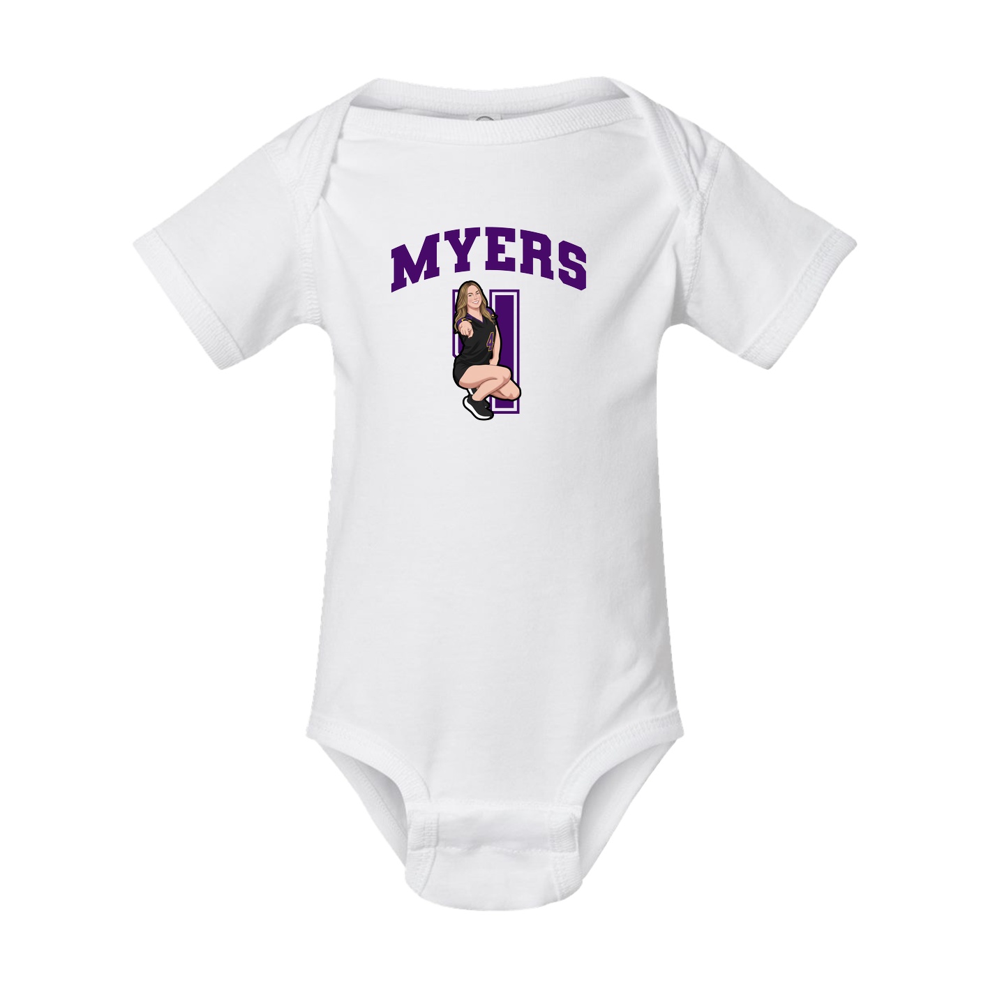 Baby Onesie — Number in White