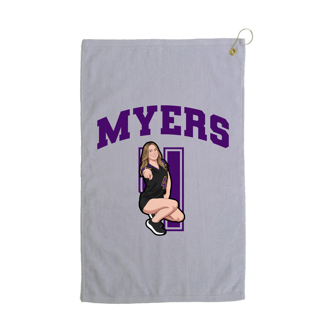 Golf Towel — Number in Grey