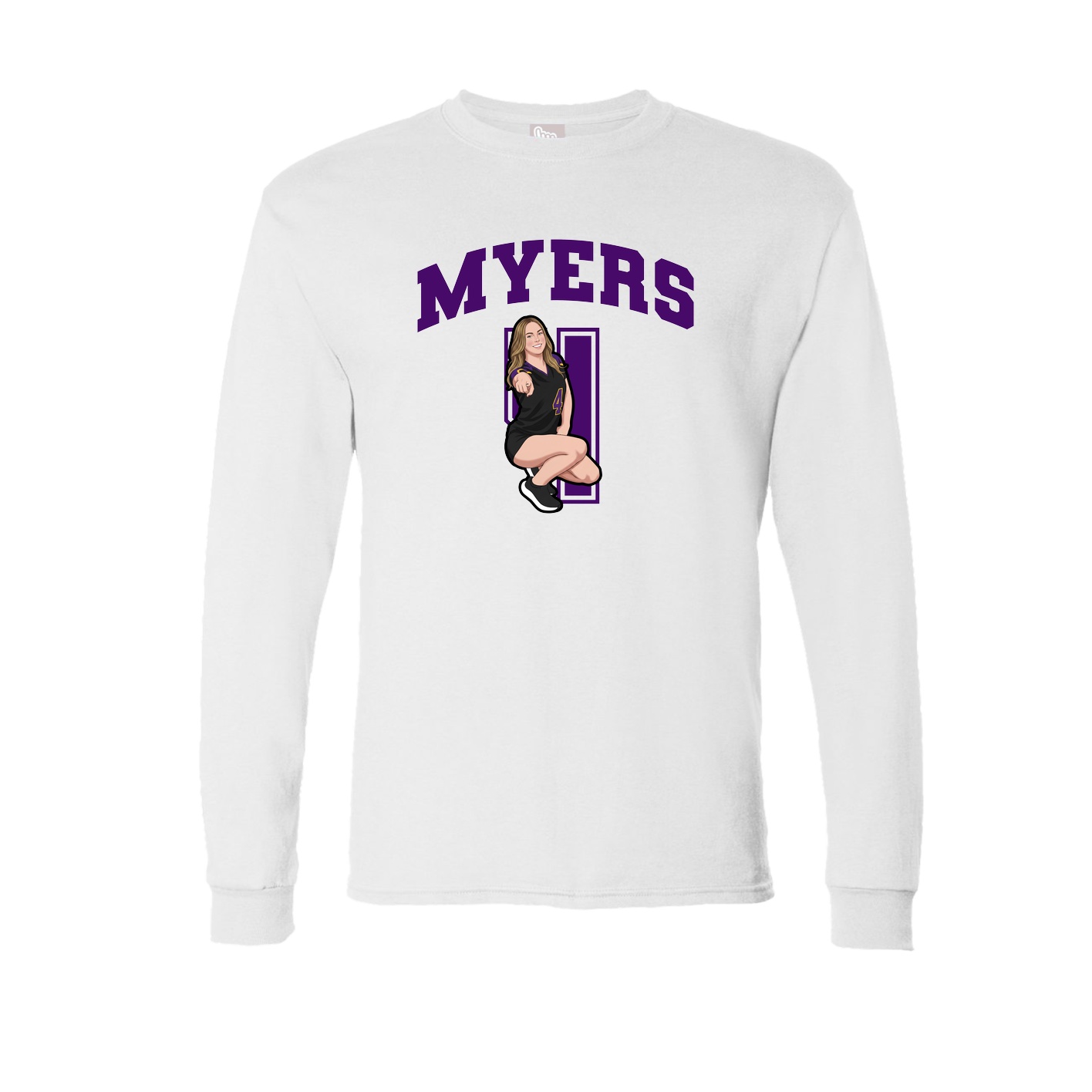 Long Sleeve Tee — Number in White