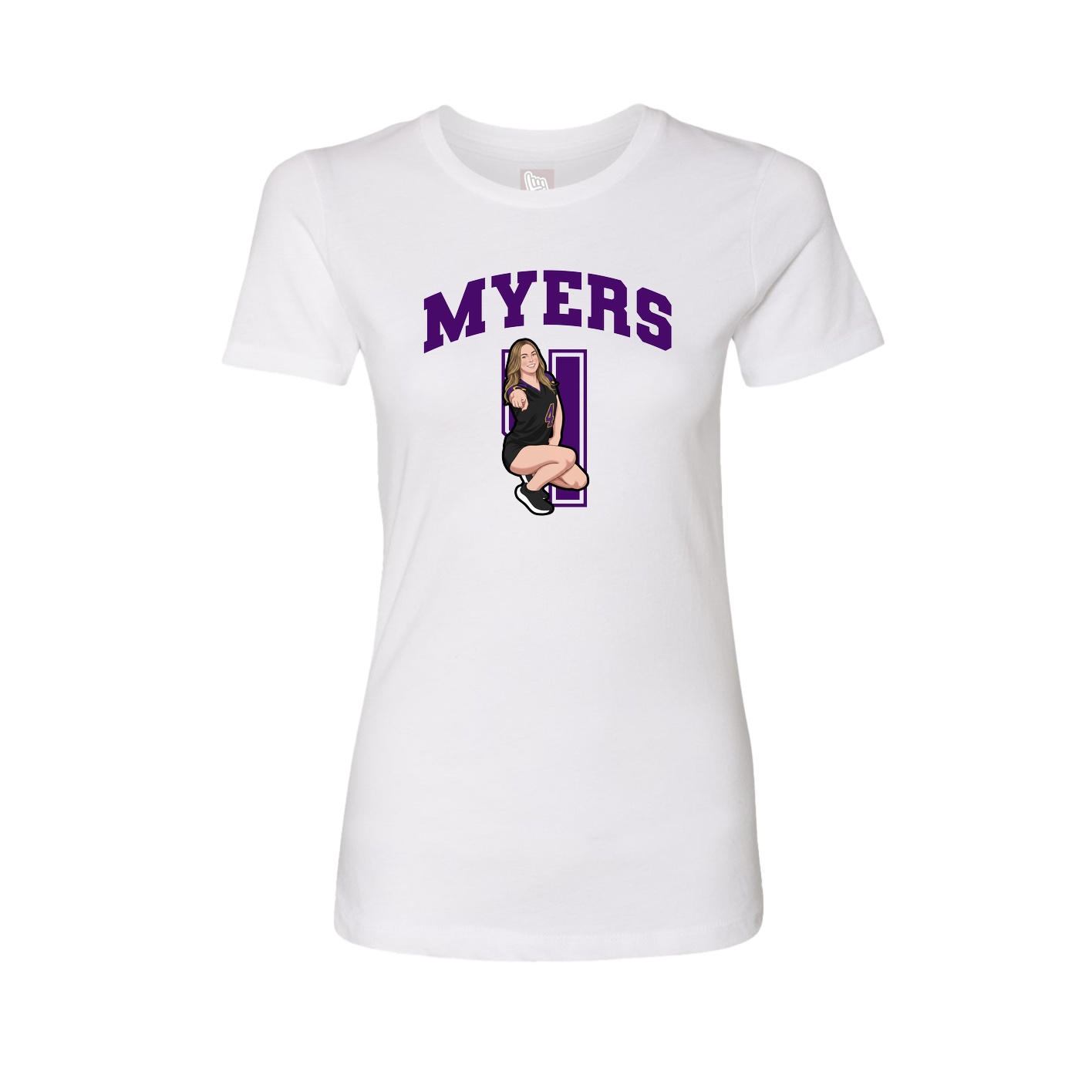 Fitted Women's Tee — Number in White