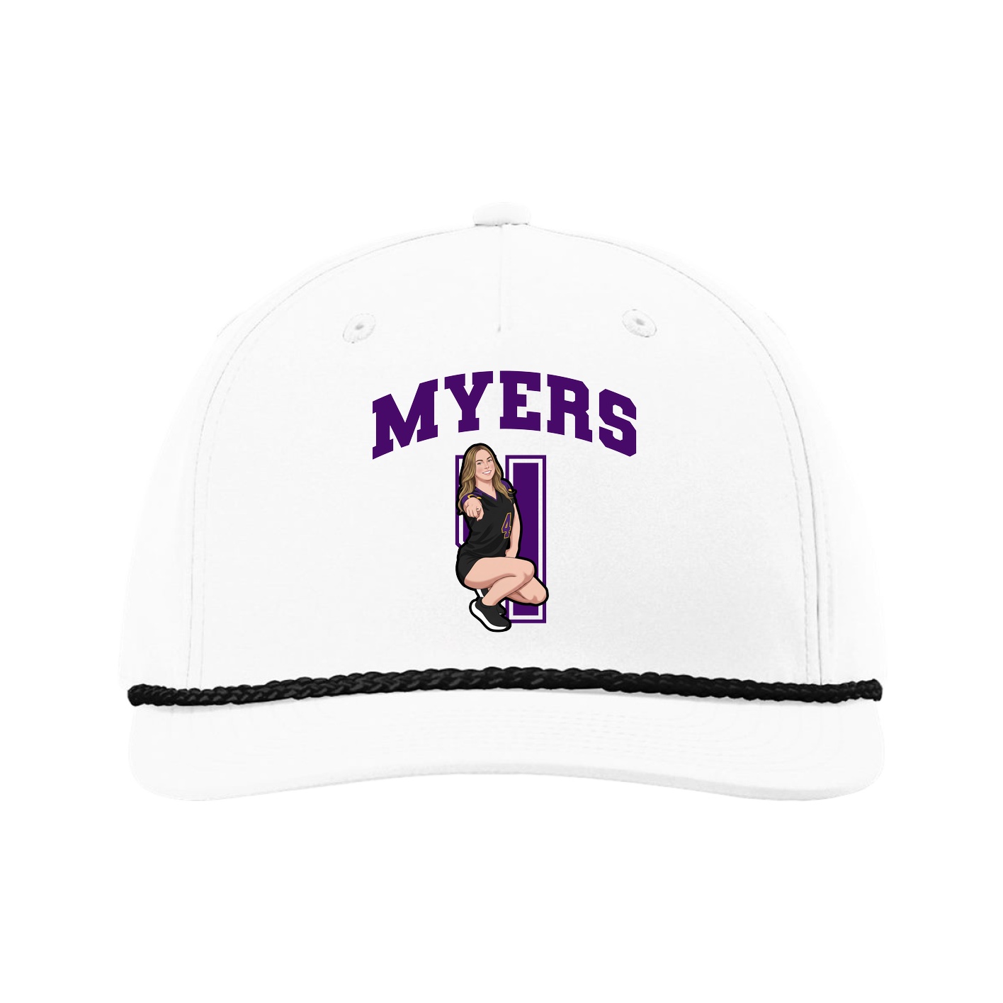 Five-Panel Classic Rope Cap — Number in White